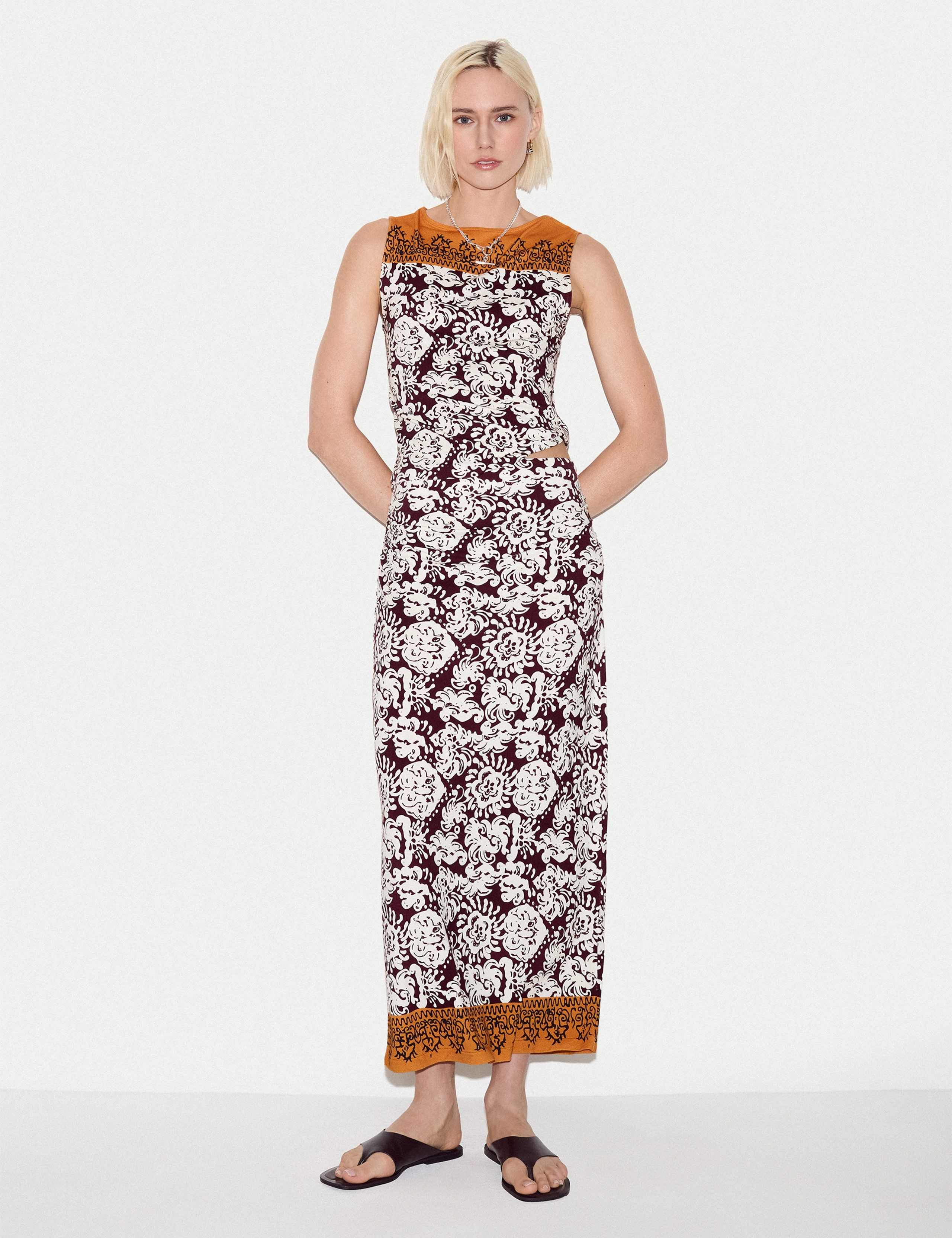 Jersey Floral Maxi A-Line Skirt 4 of 5