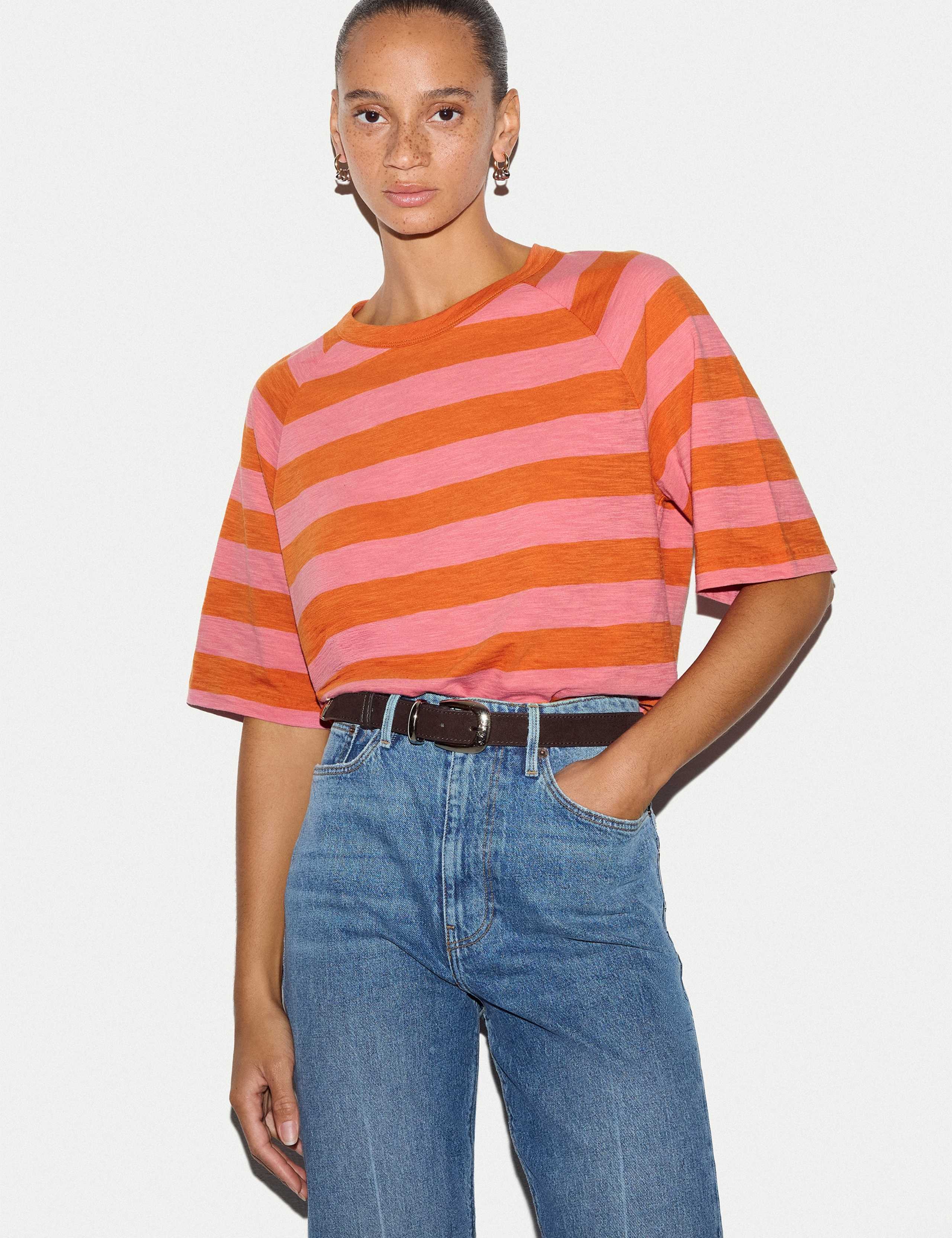 Pure Cotton Slub Striped T-Shirt 1 of 5