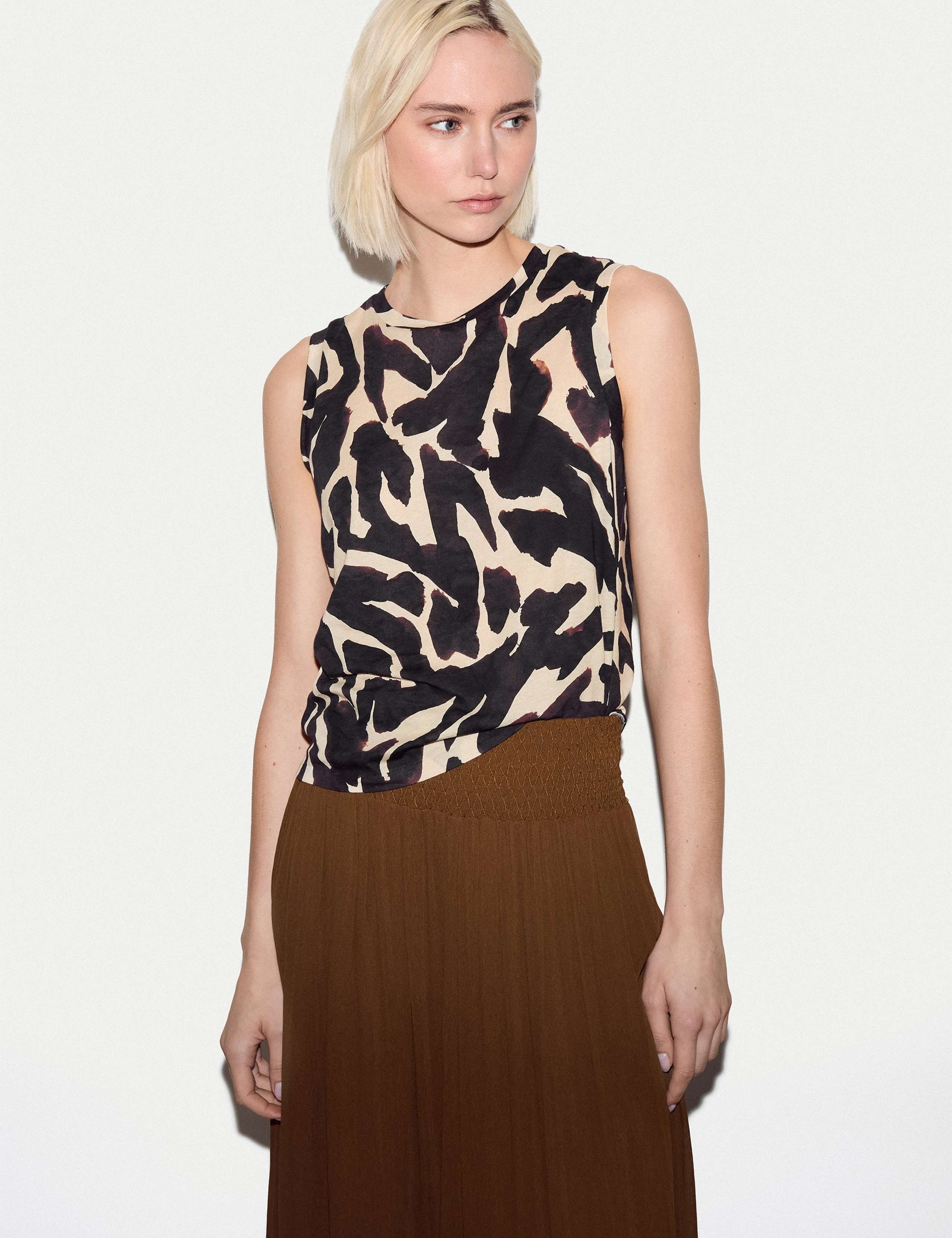 Pure Cotton Slub Zebra Print Tank Top 3 of 6