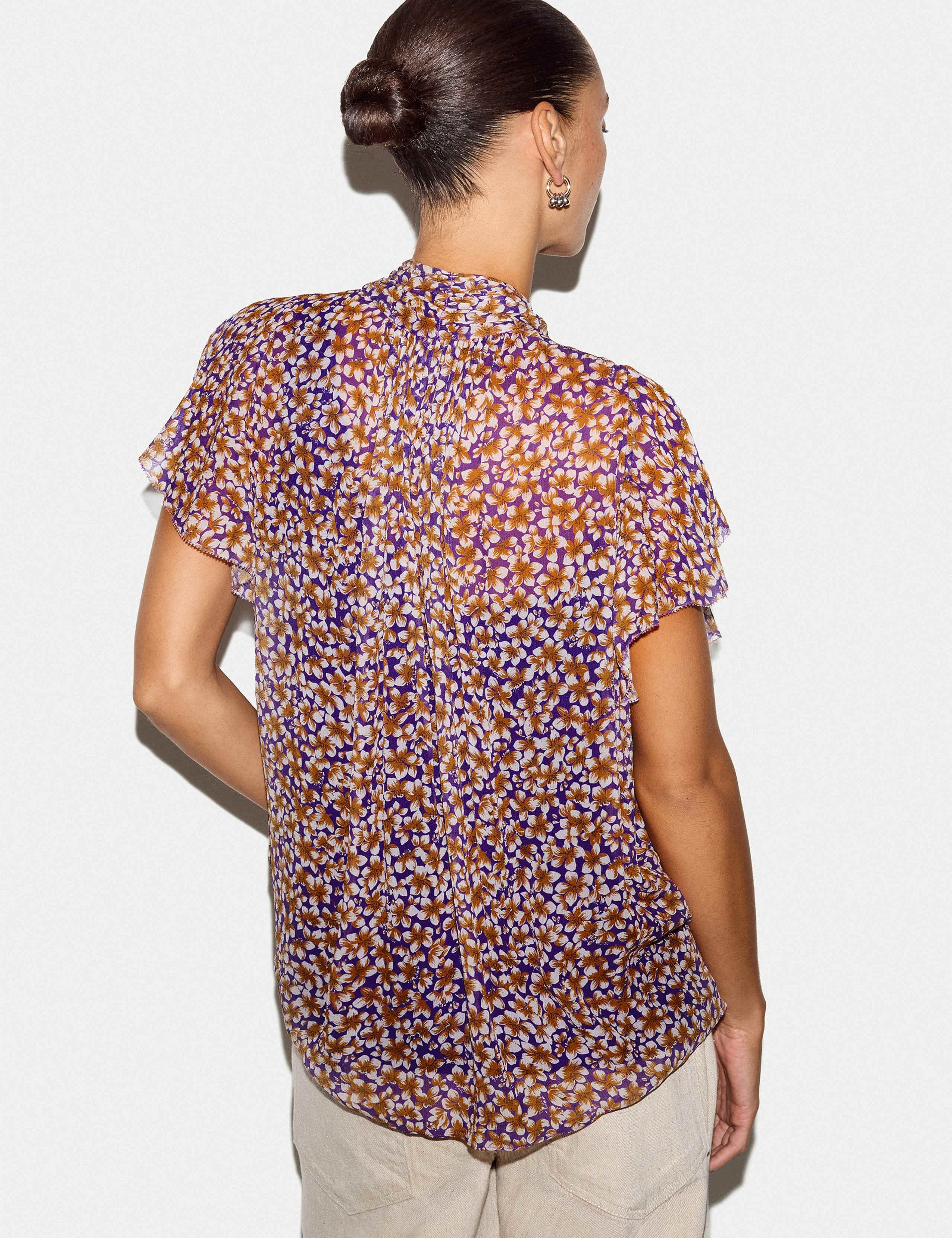 Ditsy Floral Tie Neck Top 3 of 6
