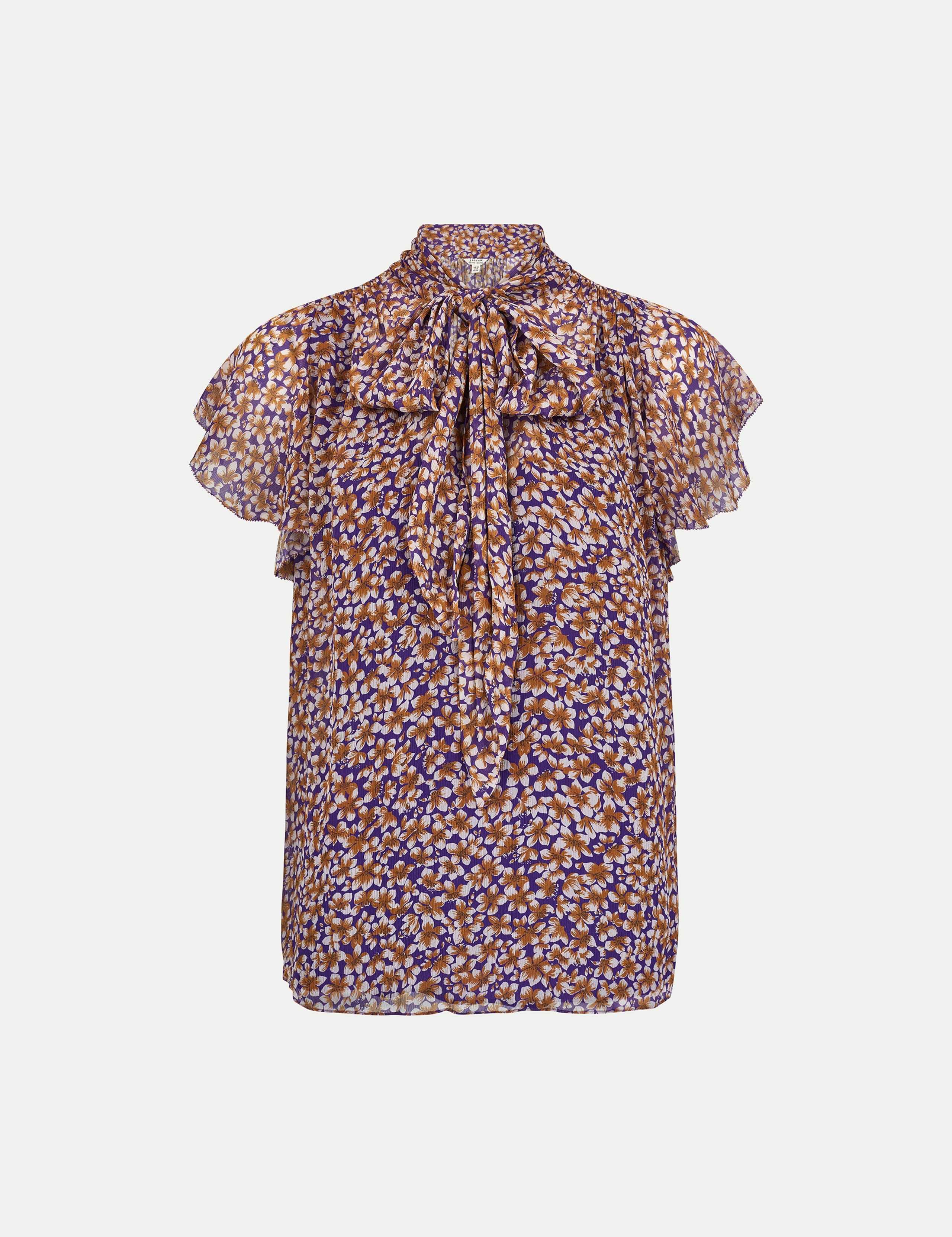 Ditsy Floral Tie Neck Top 2 of 6