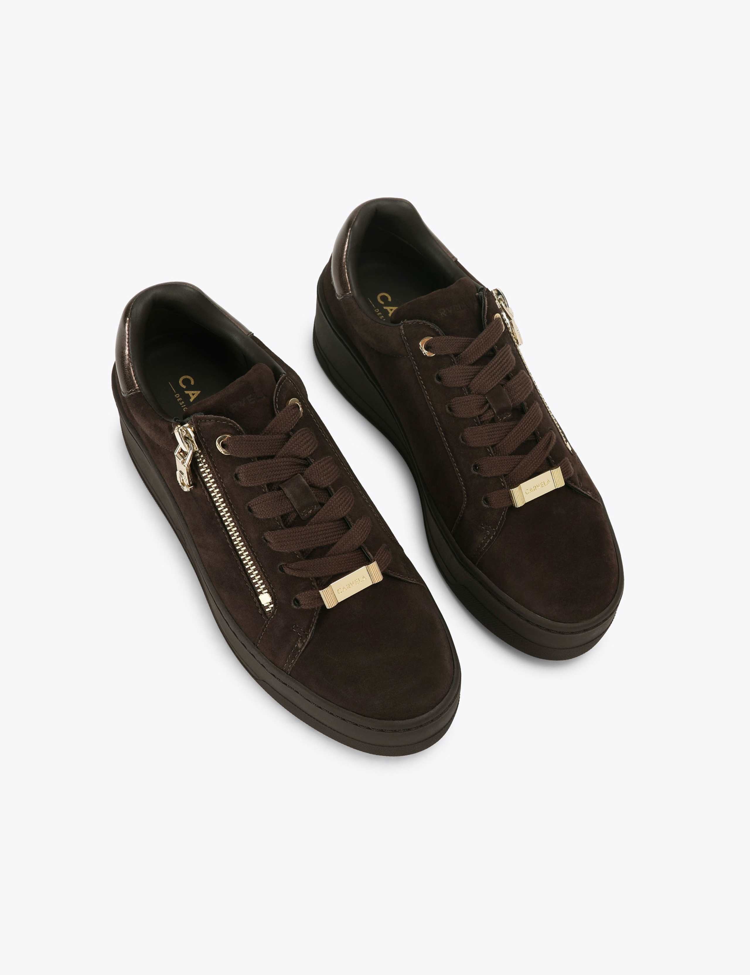 Suede Lace Up Zip Platform Trainers 2 of 4