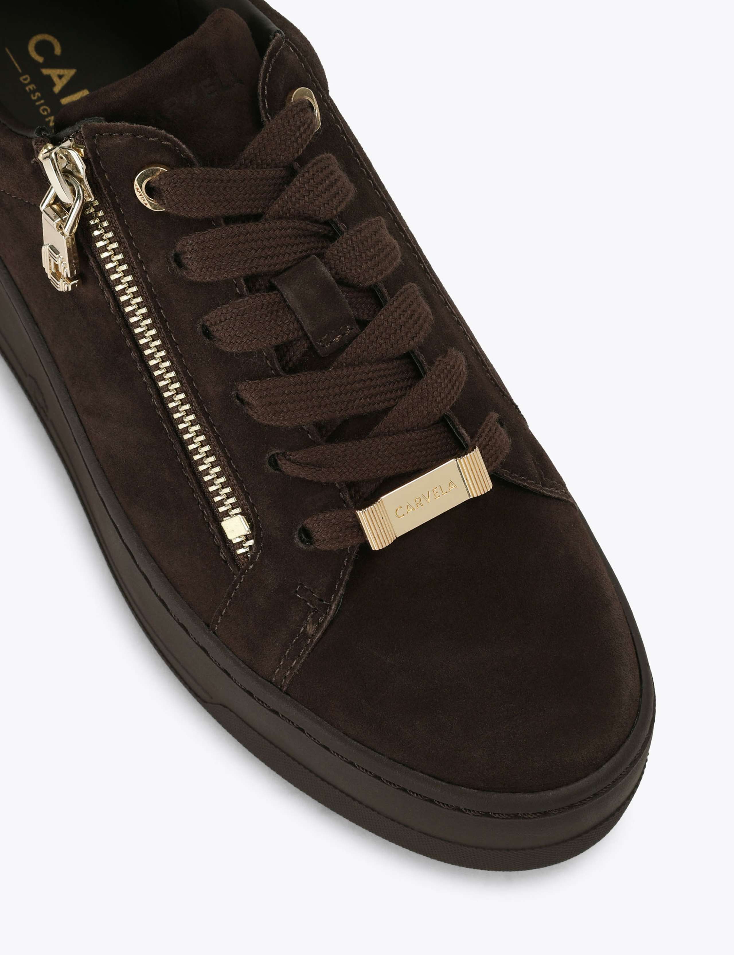 Suede Lace Up Zip Platform Trainers 3 of 4