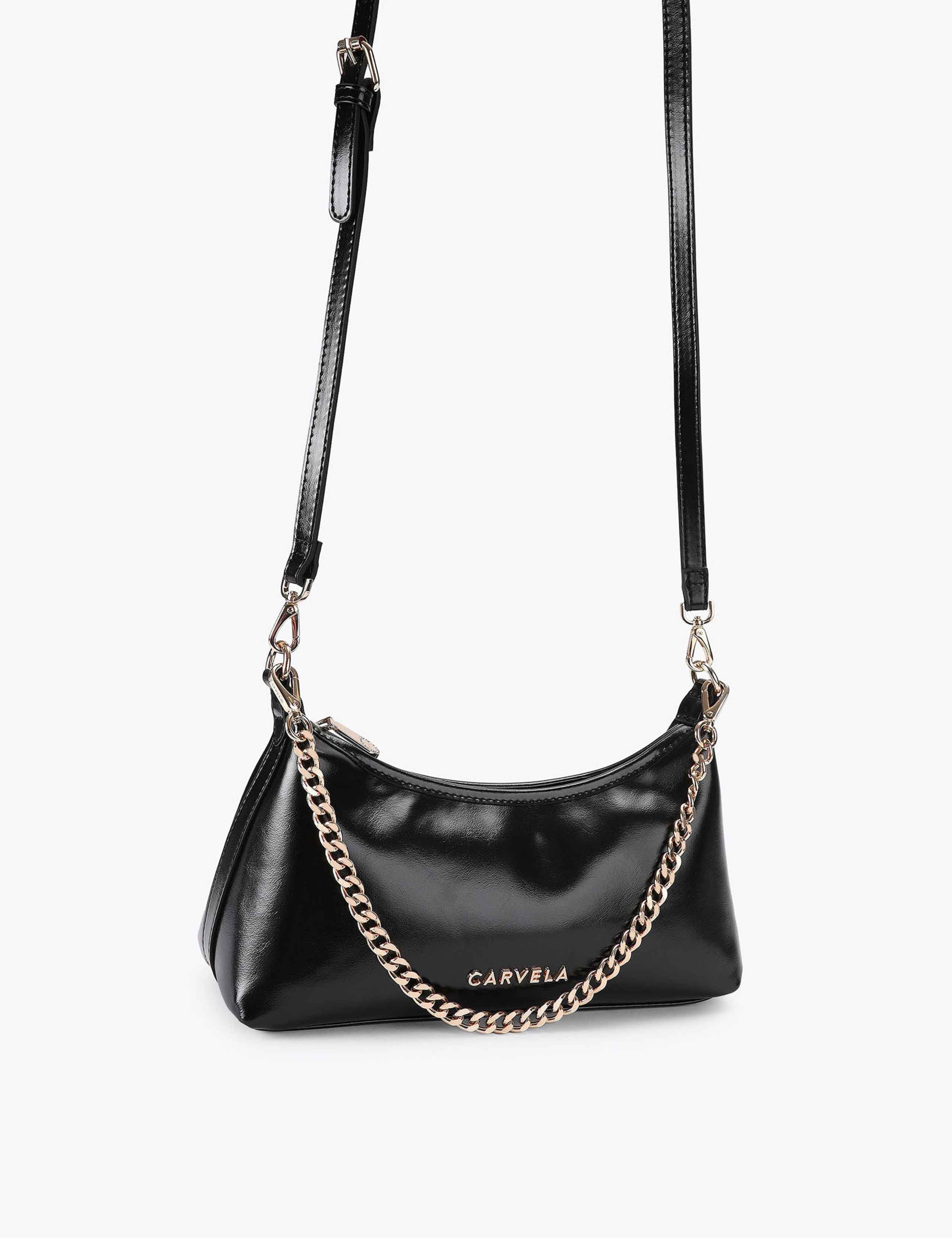 Faux Leather Patent Finish Shoulder Bag 2 of 4