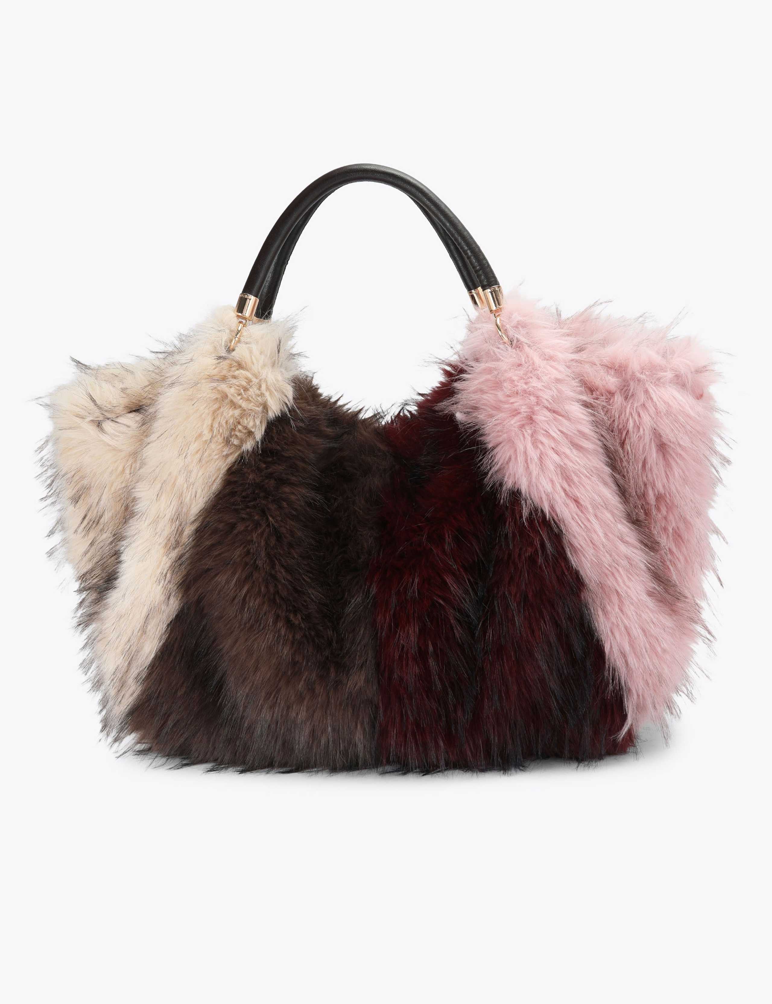 Faux Fur Colour Block Shoulder Bag 1 of 4