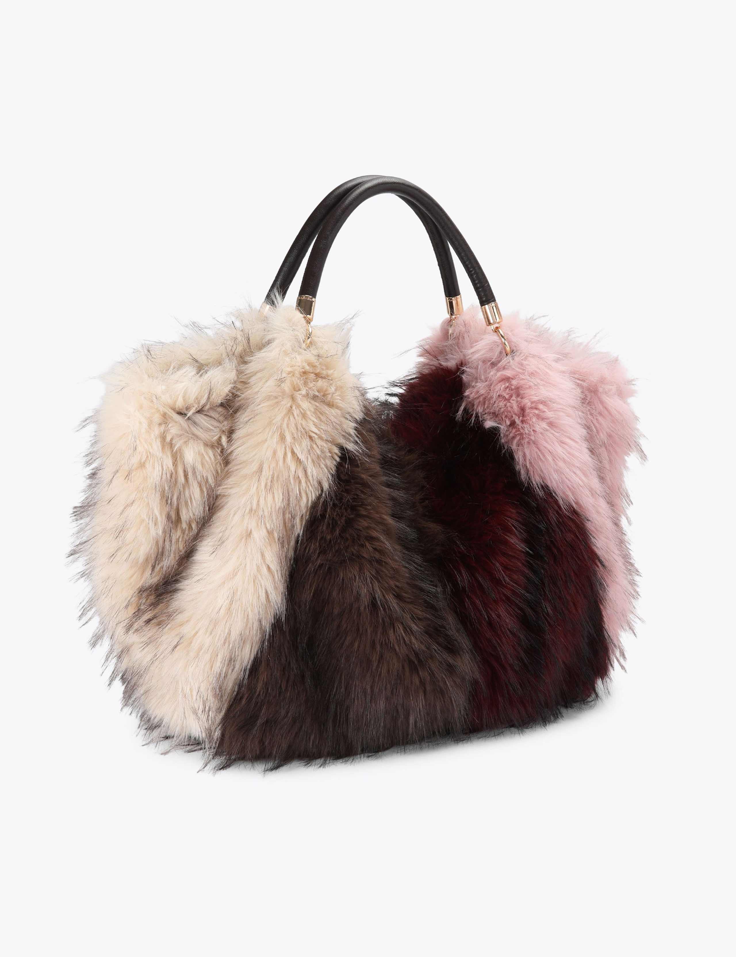 Faux Fur Colour Block Shoulder Bag 2 of 4