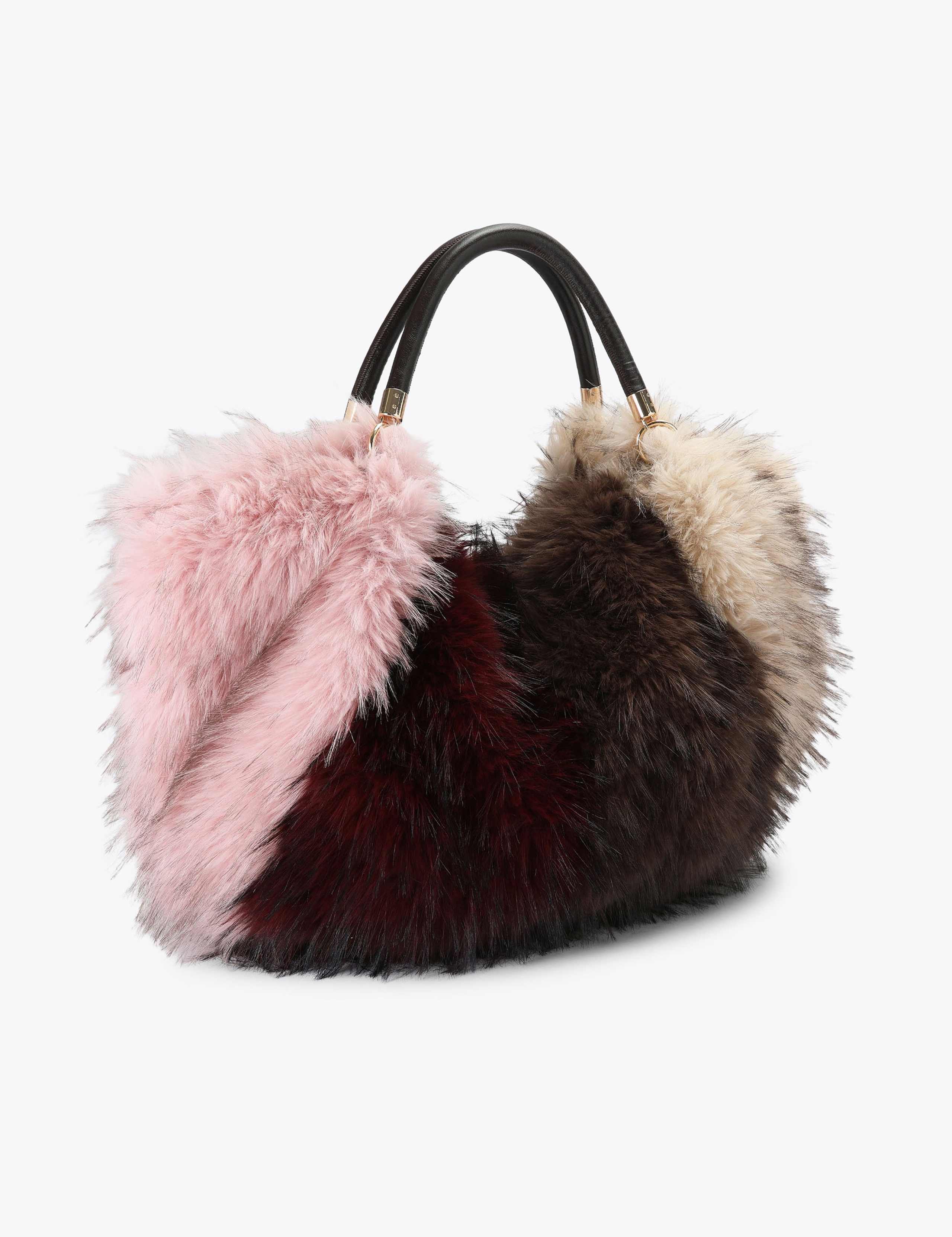 Faux Fur Colour Block Shoulder Bag 3 of 4