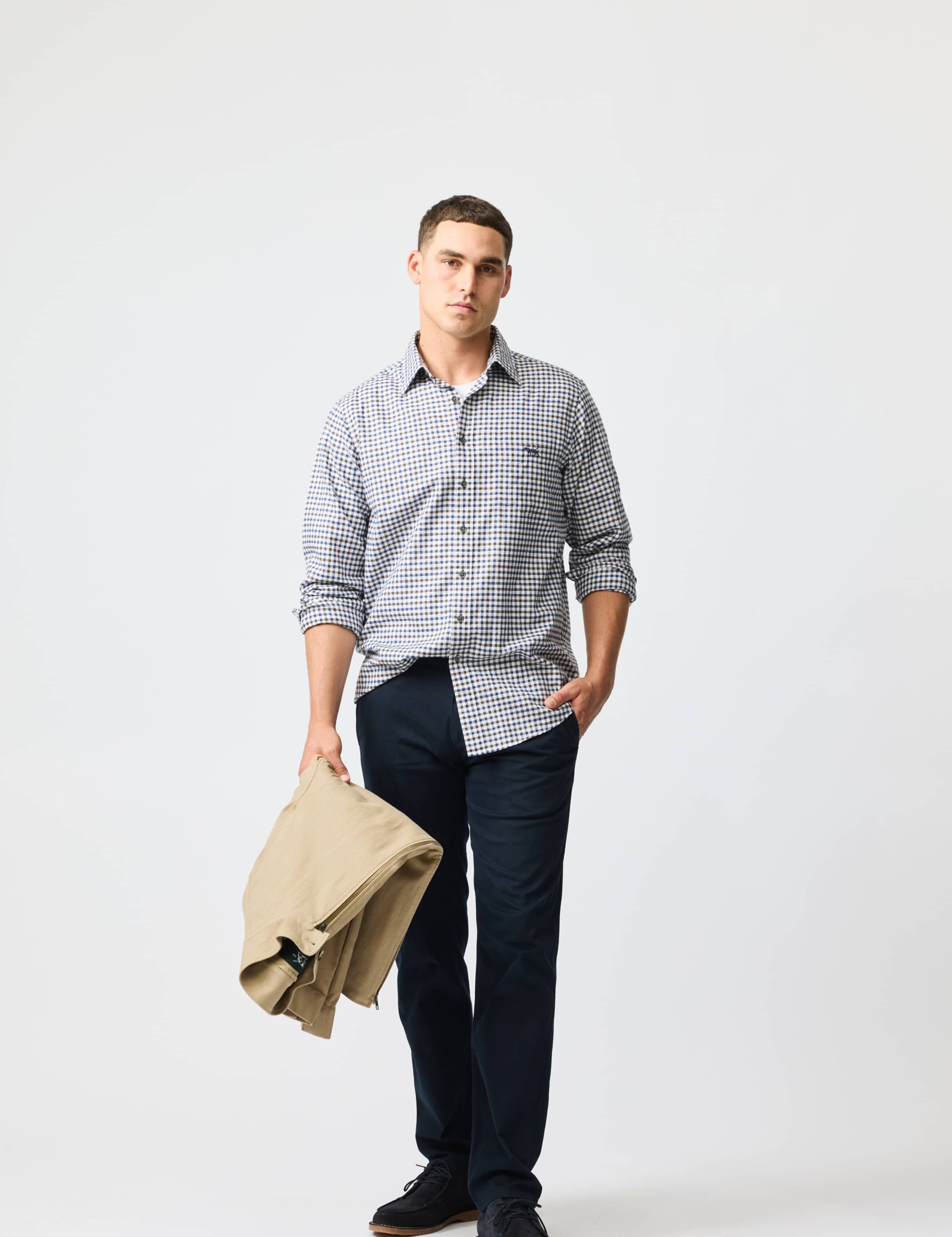 Cotton Linen Blend Checked Oxford Shirt 2 of 6