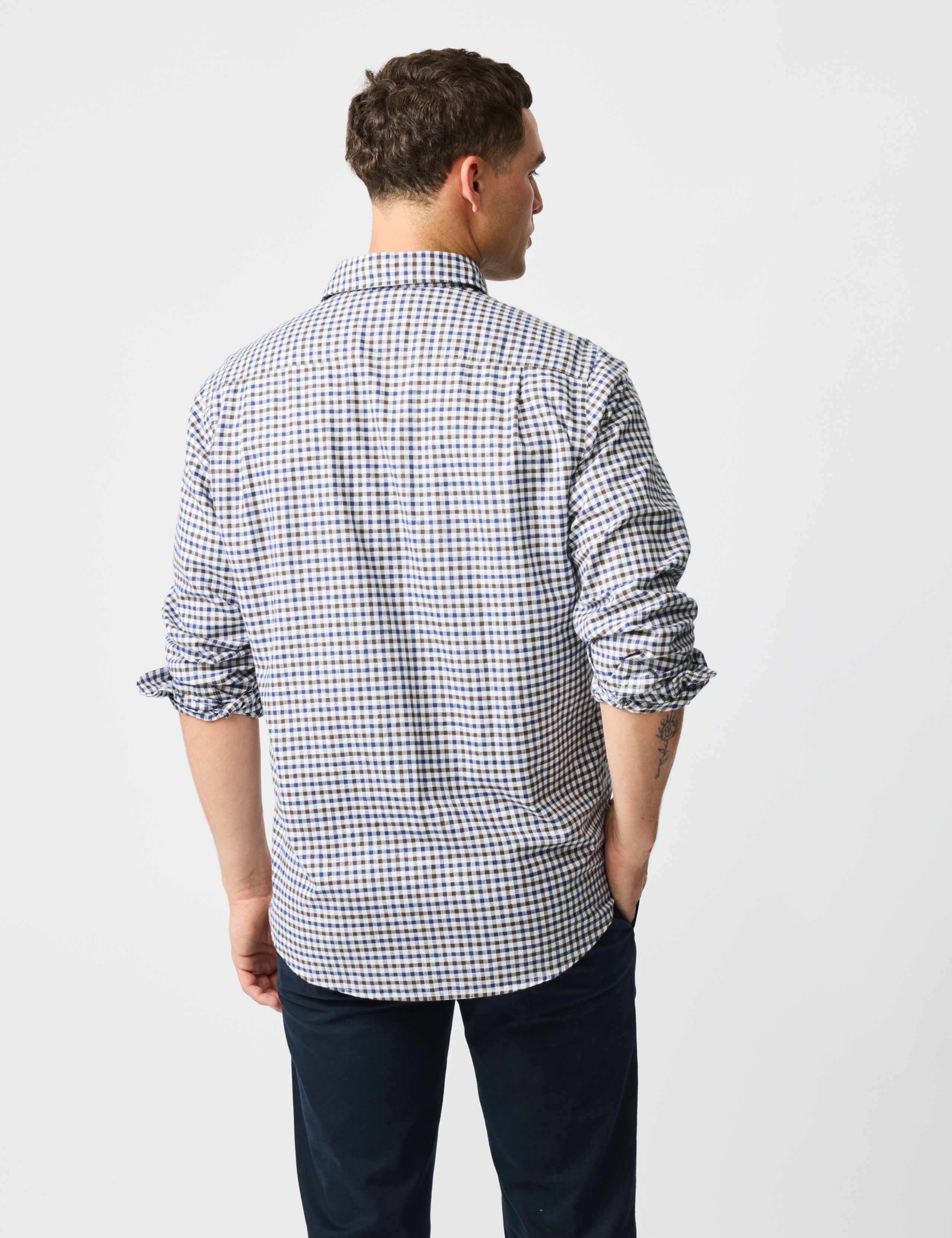 Cotton Linen Blend Checked Oxford Shirt 3 of 6