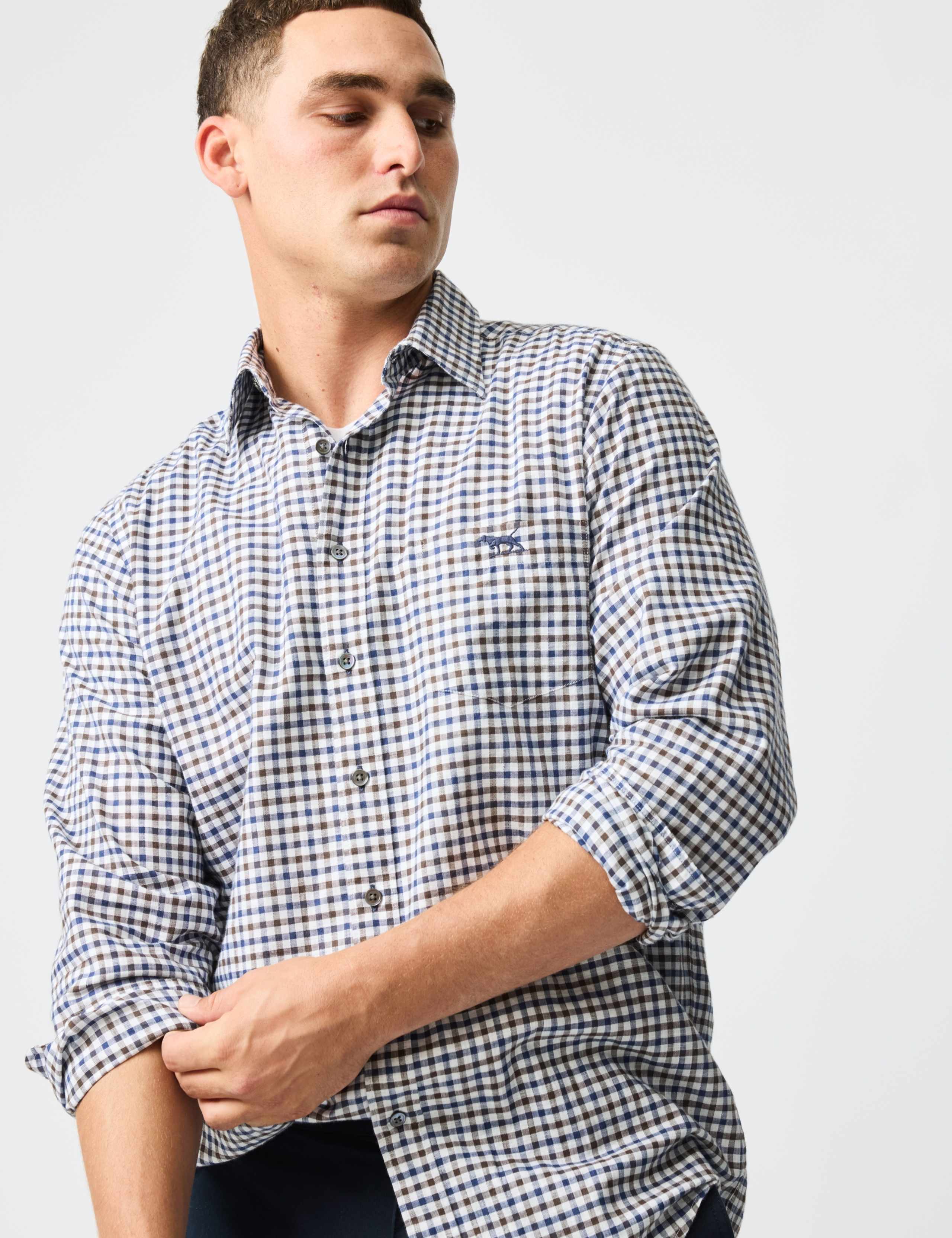 Cotton Linen Blend Checked Oxford Shirt 4 of 6