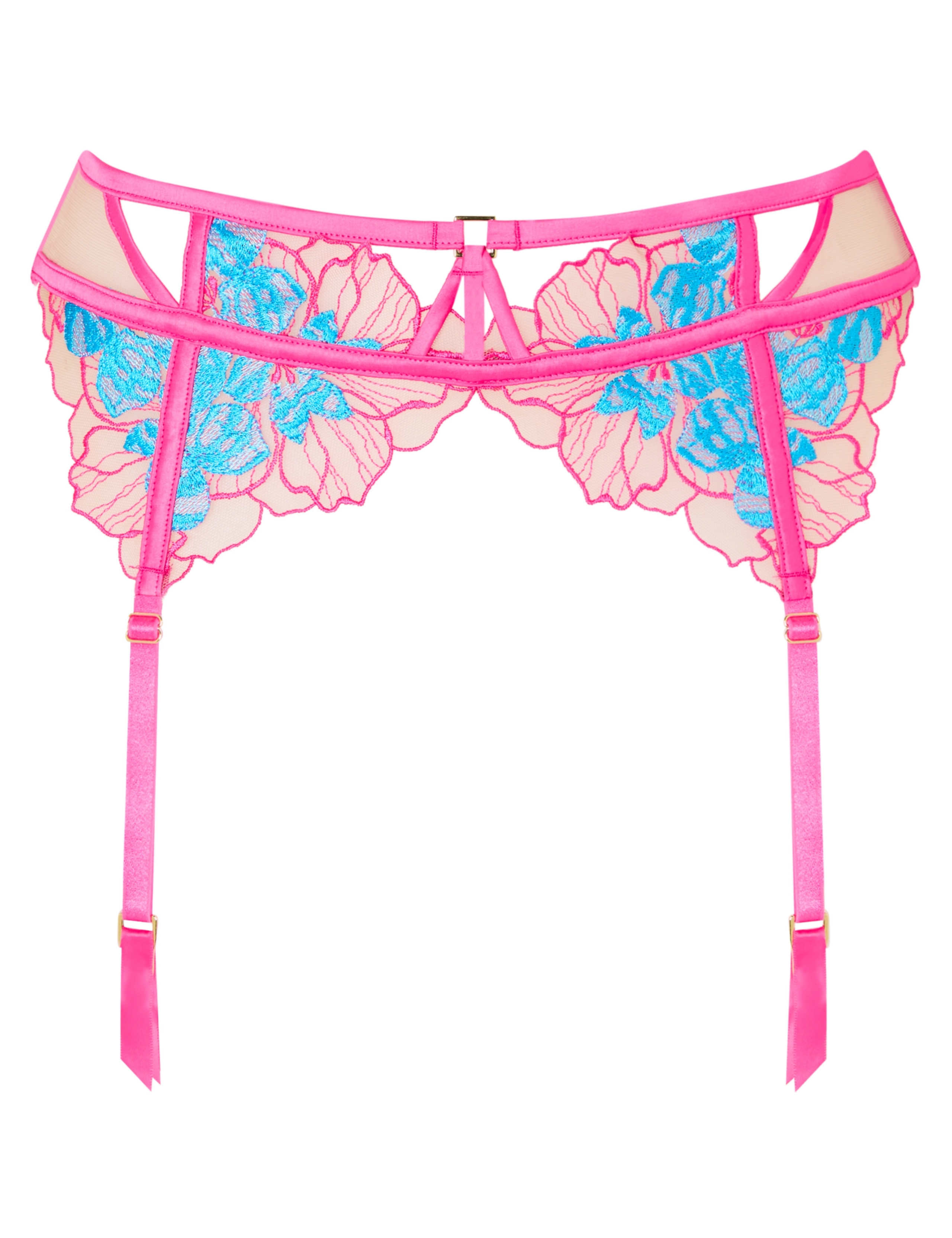 Floral Embroidered Mesh Waspie Suspender 2 of 5