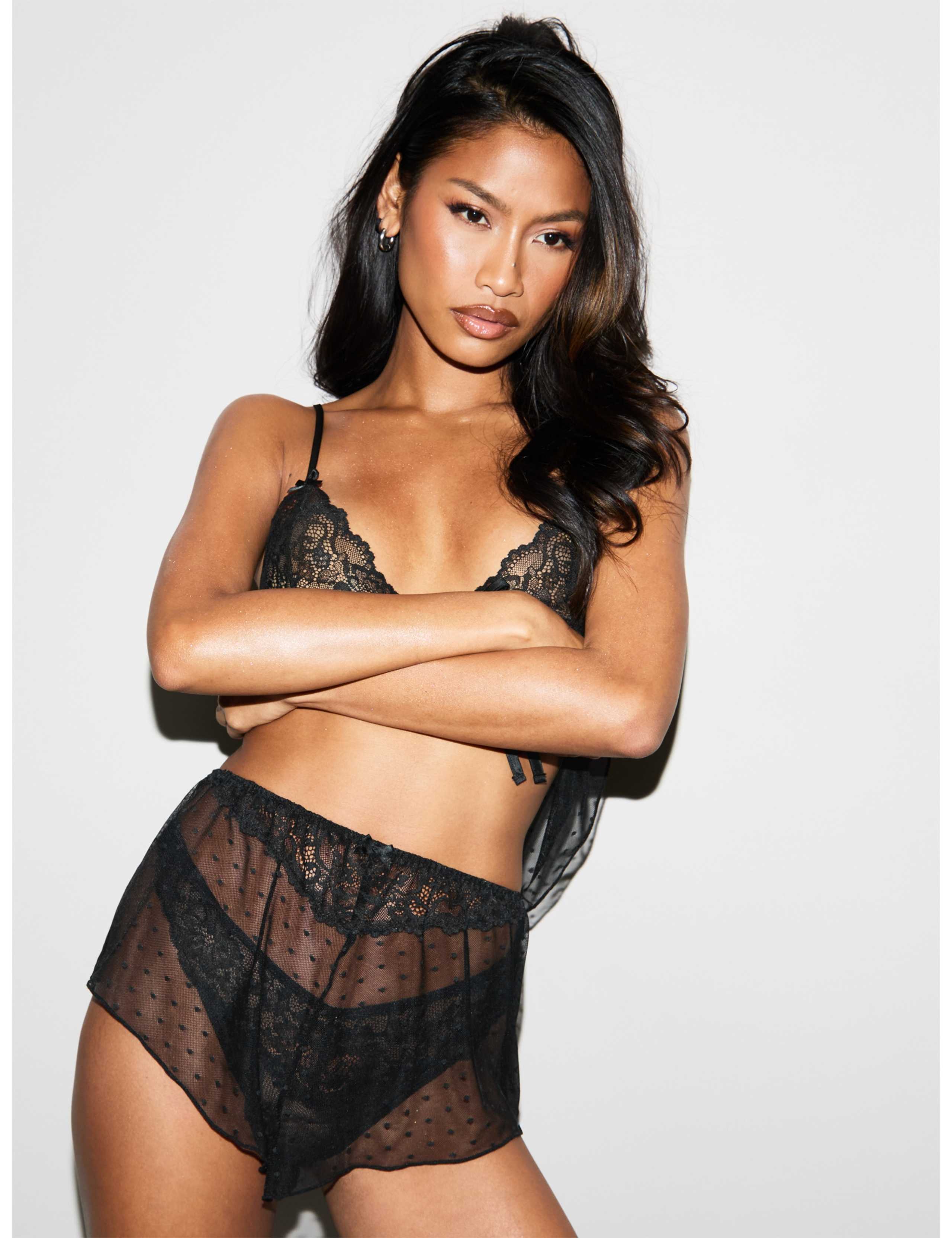 Polka Dot Mesh & Lace Short Cami Set 5 of 5