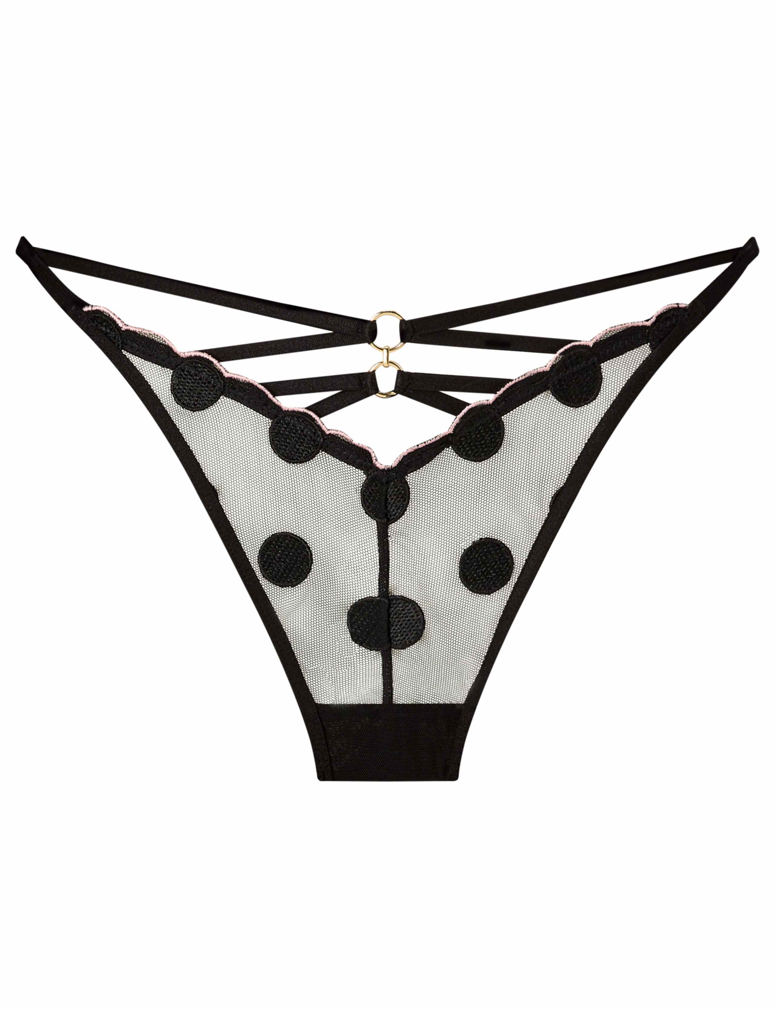 Polka Dot Embroidered Mesh Tanga Thong 2 of 4