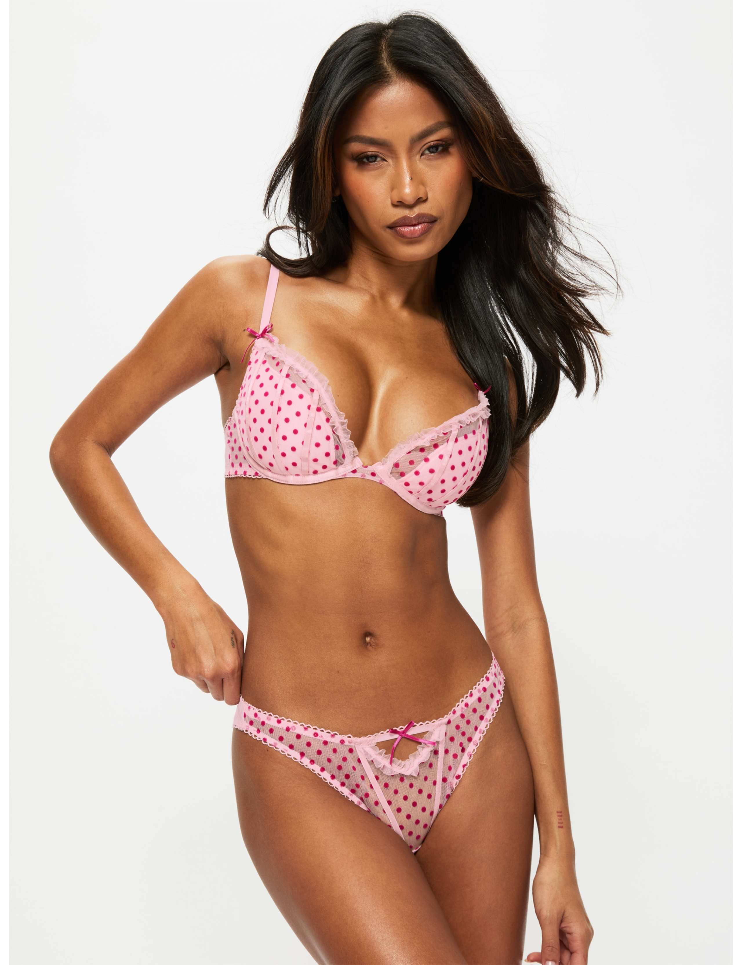 Polka Dot Embroidered Mesh Brazilian Knickers 3 of 5
