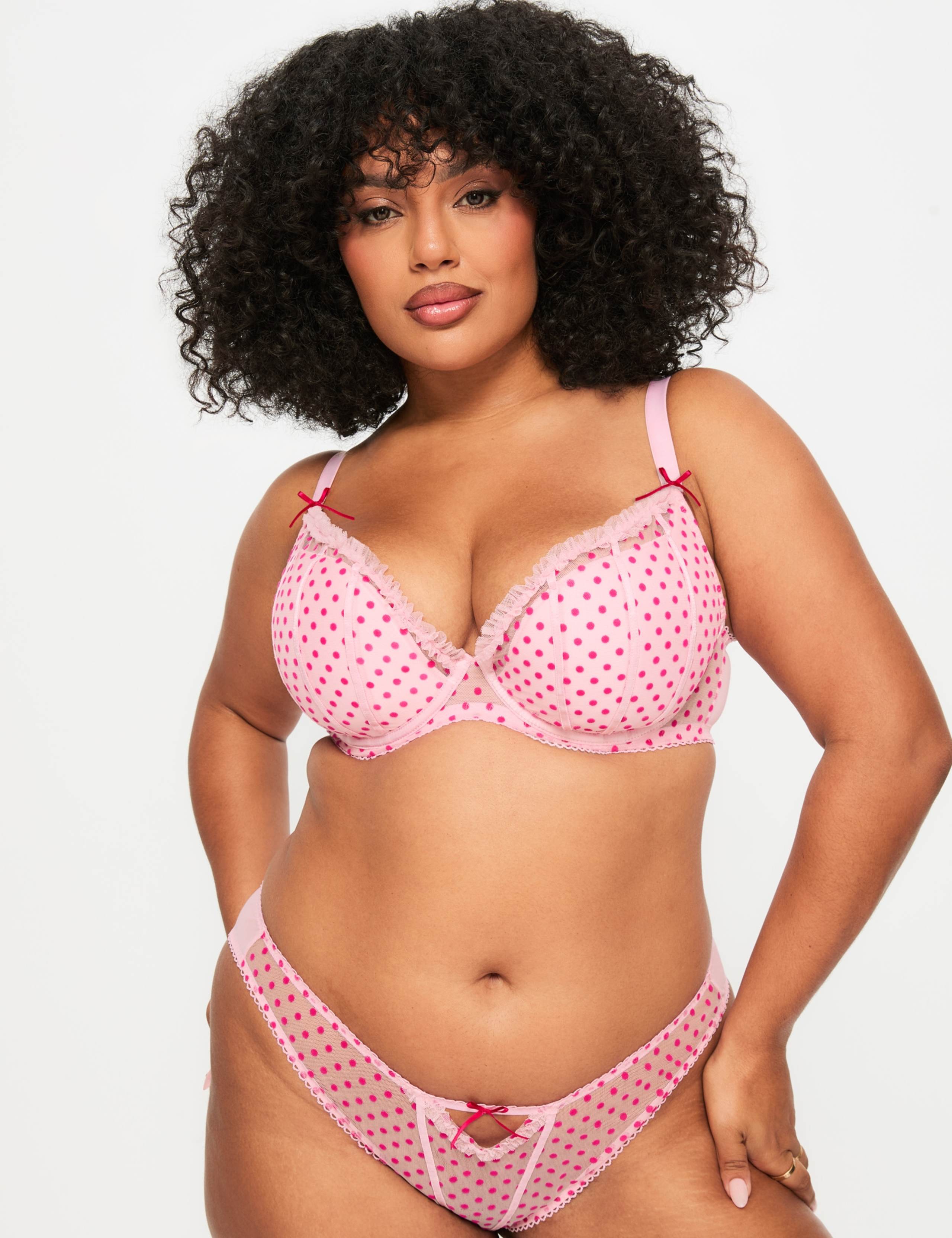 Mesh Polka Dot Wired Plunge Bra (A-G) 5 of 8