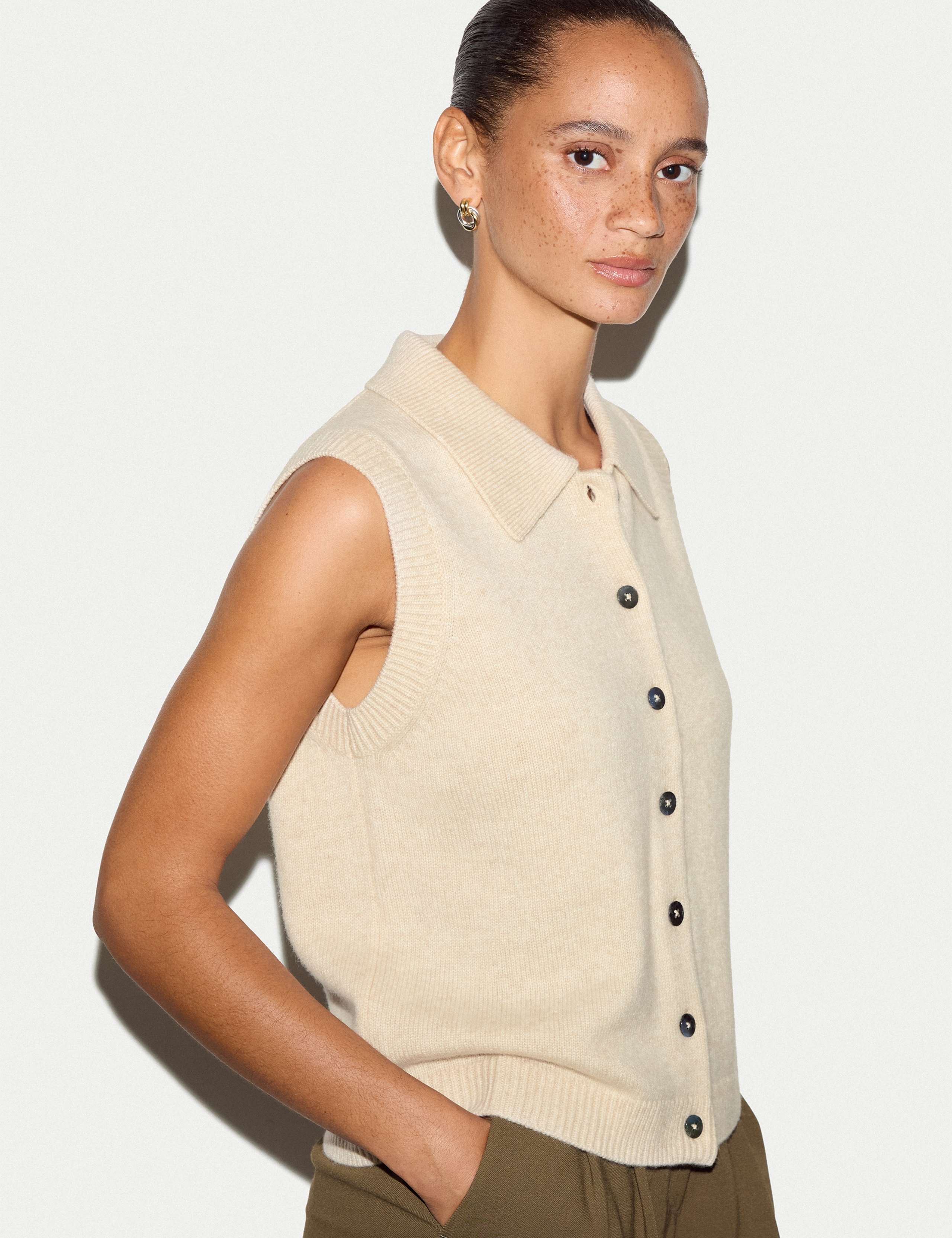 Wool Rich Collared Button Through Vest 4 of 5