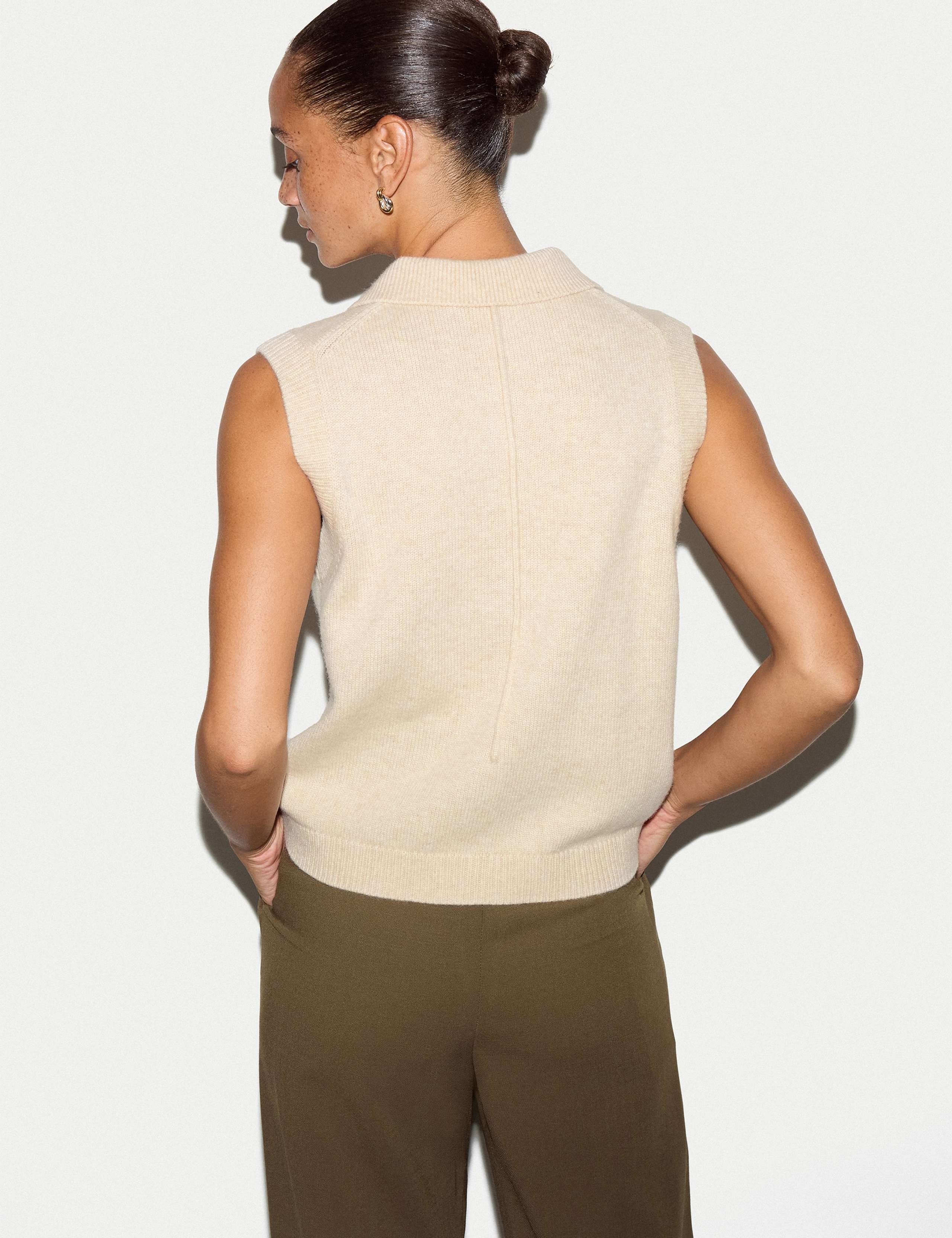 Wool Rich Collared Button Through Vest 5 of 5