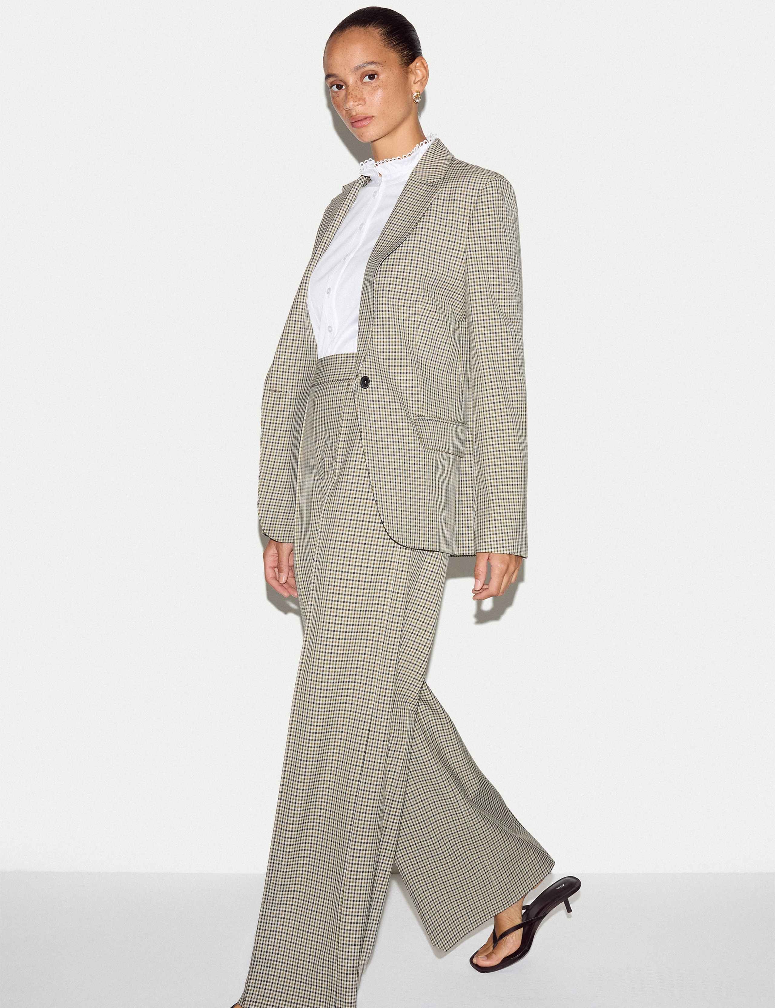 Checked Wide Leg Trousers 2 of 5
