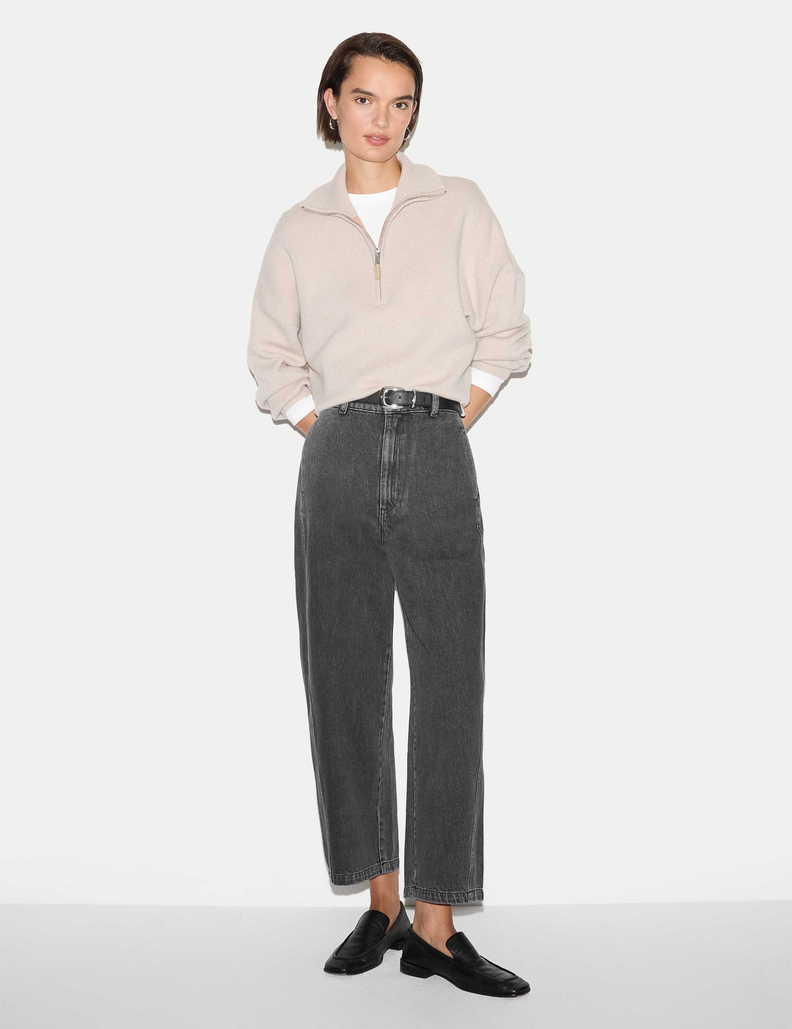 High Waisted Barrel Cropped Jeans 3 of 6