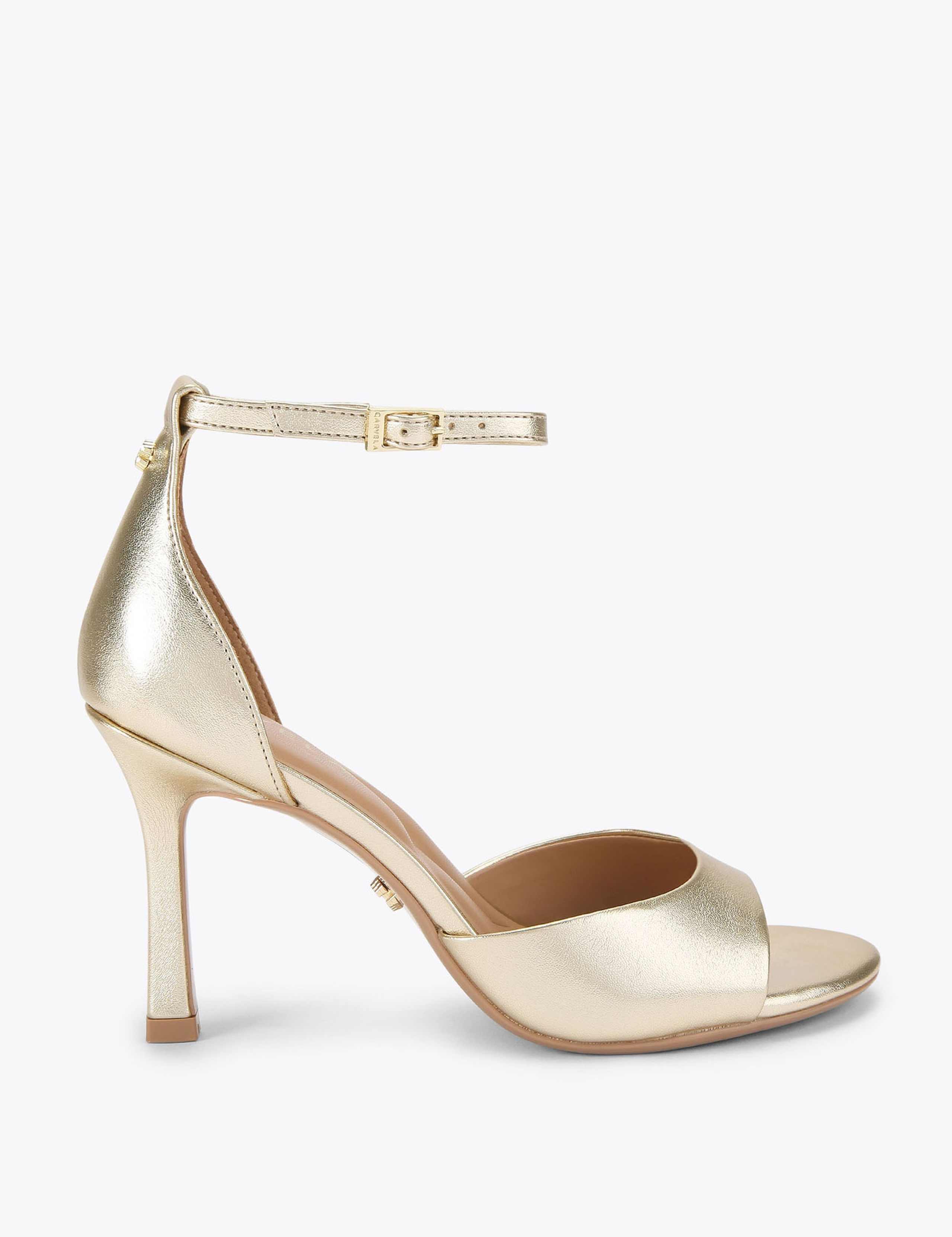 Metallic Ankle Strap Stiletto Heel Sandals 1 of 5