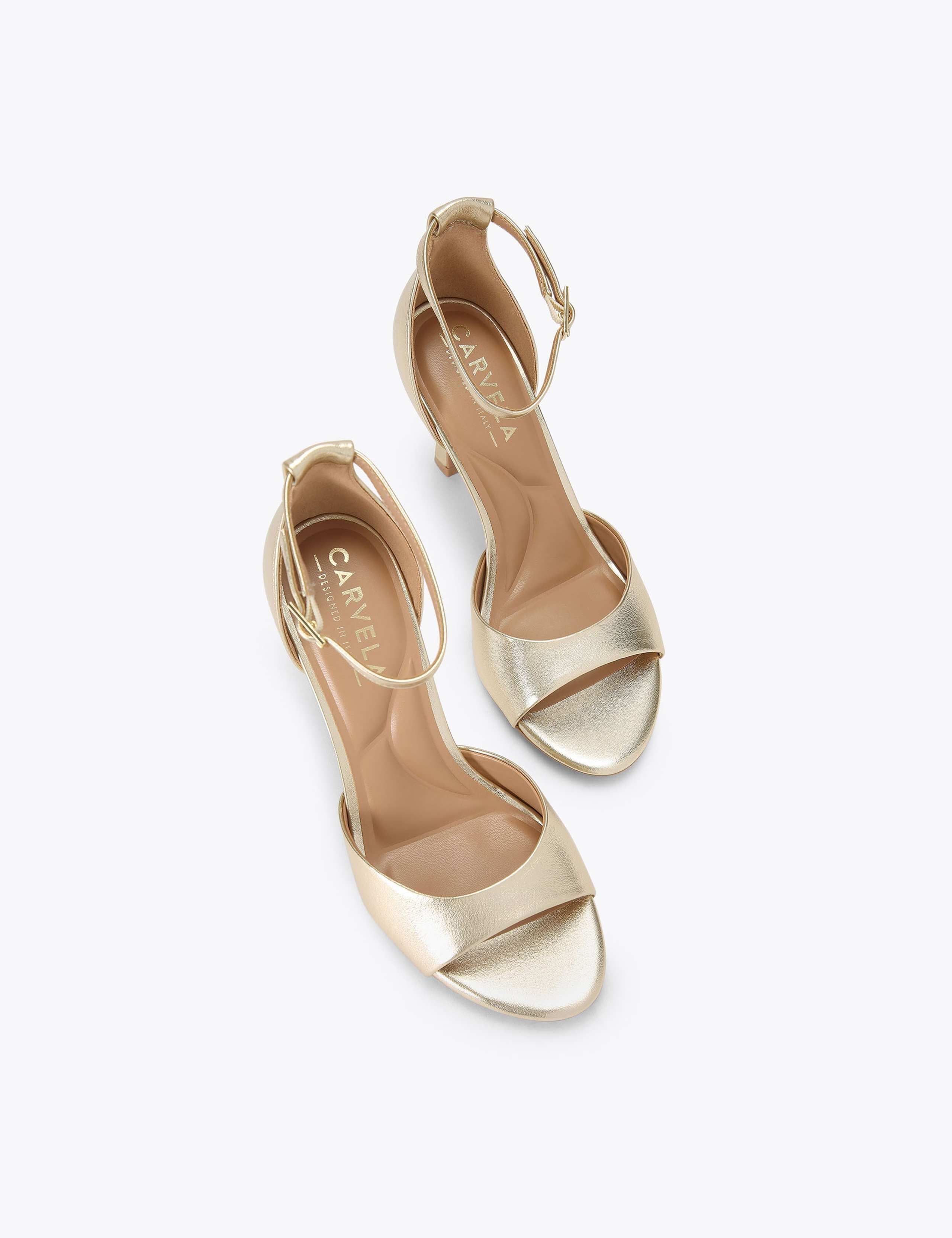Metallic Ankle Strap Stiletto Heel Sandals 2 of 5