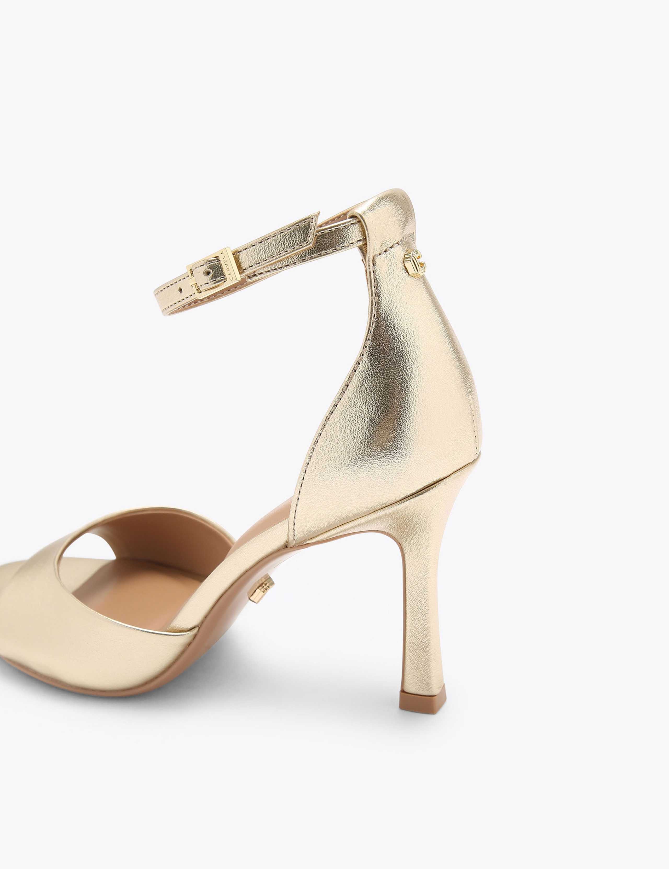 Metallic Ankle Strap Stiletto Heel Sandals 4 of 5
