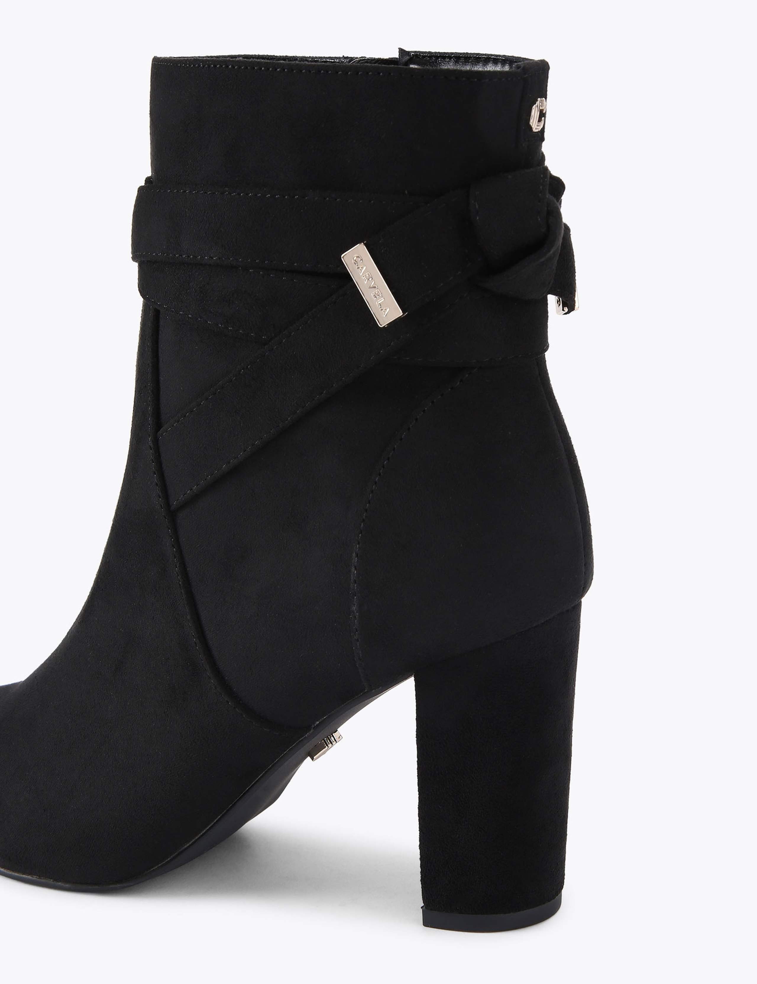 Wide Fit Bow Strap Block Heel Ankle Boots 5 of 5