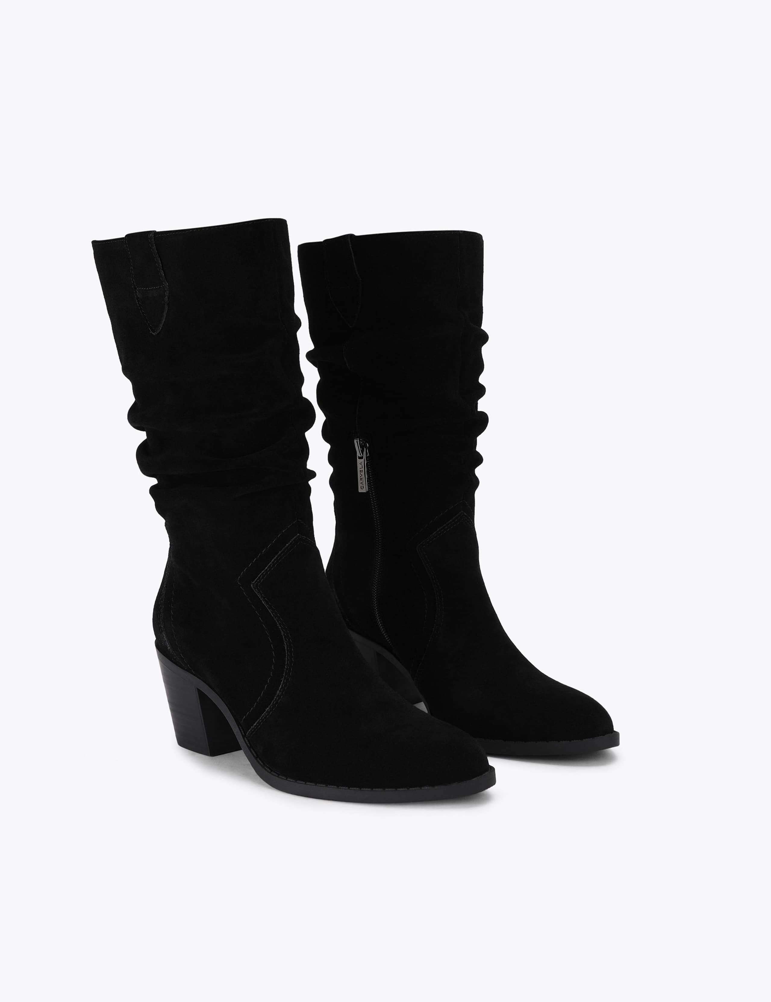 Slouch Block Heel Mid Calf Boots 2 of 4