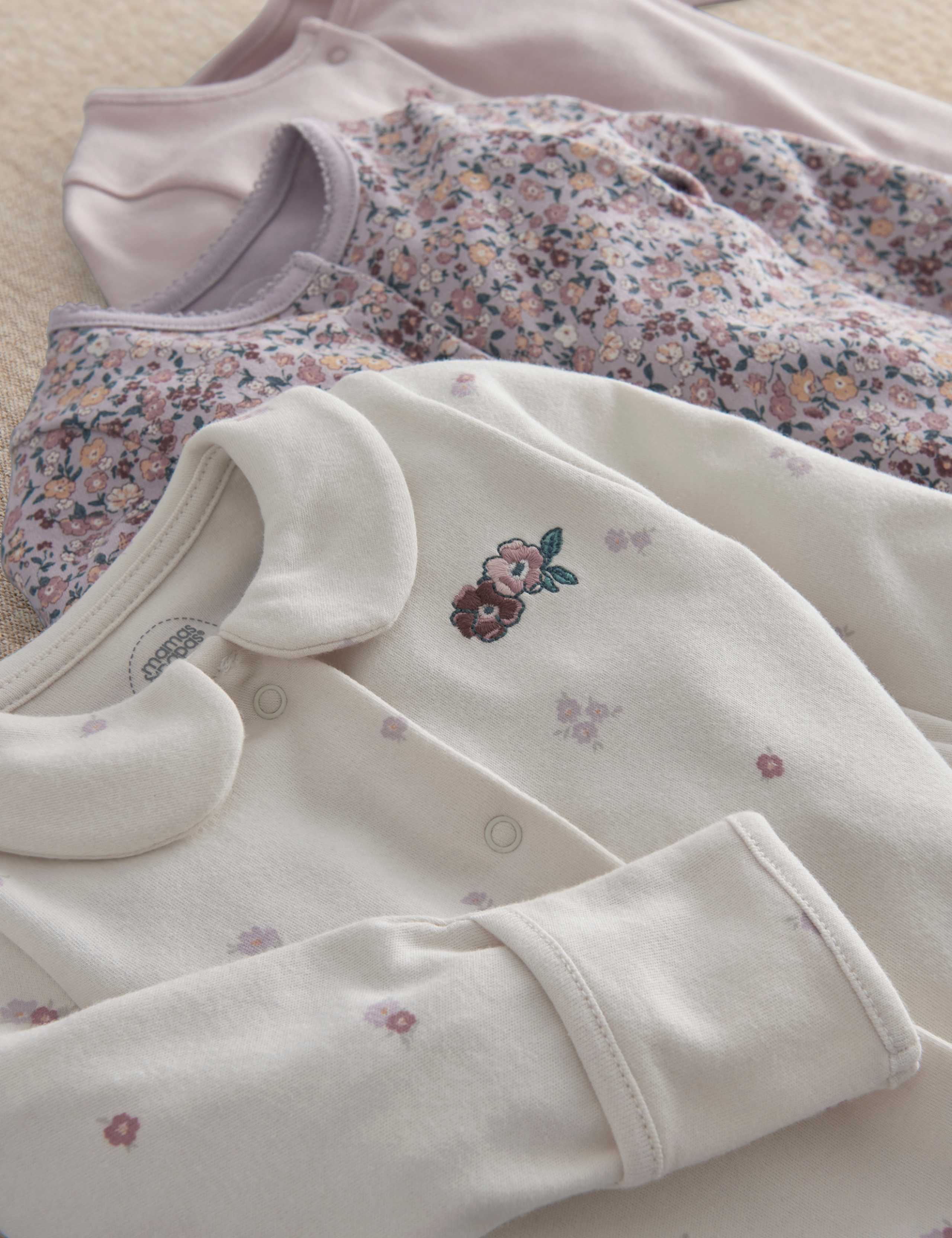 3 Pack Floral Sleepsuits (0-2 Yrs) 4 of 4