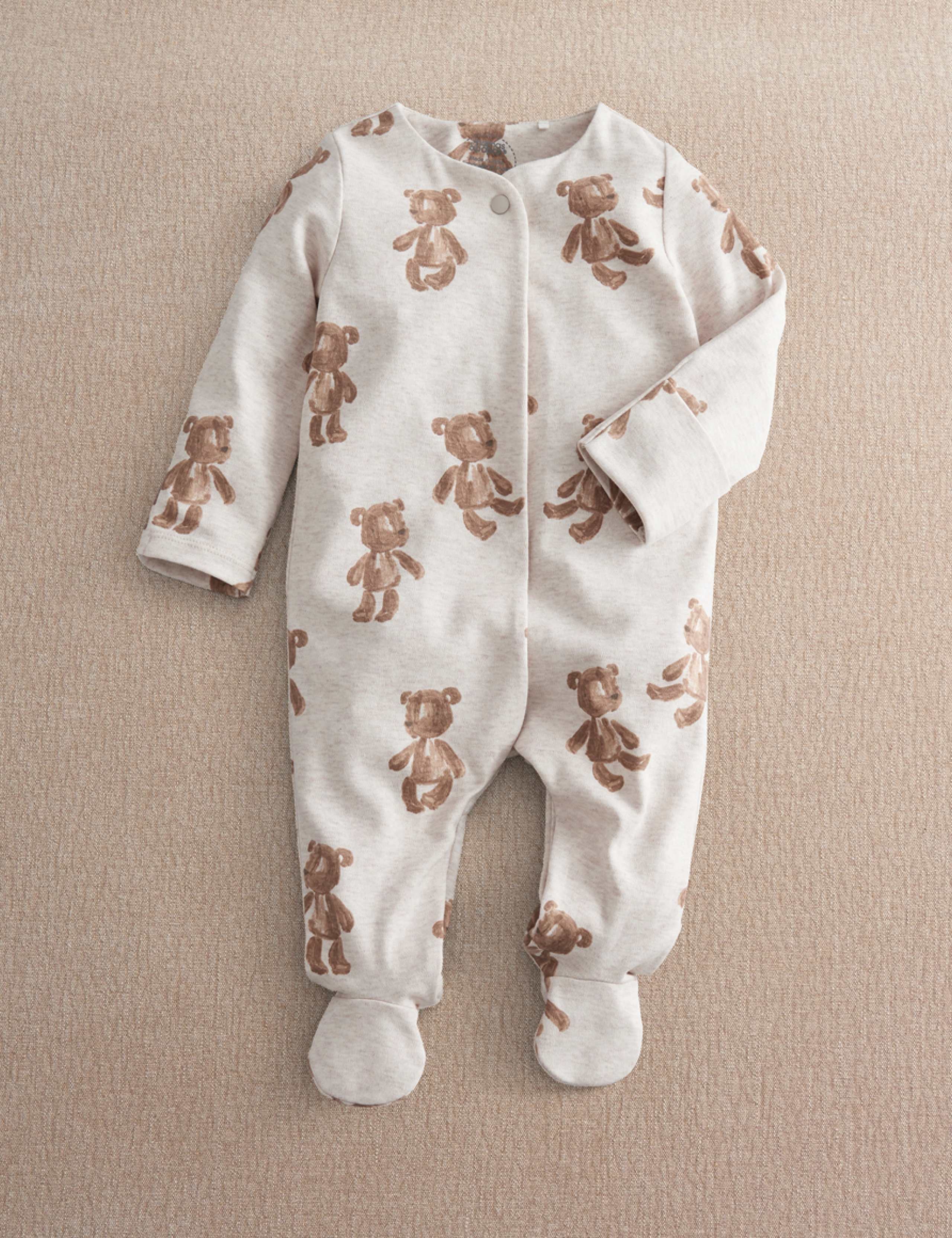 Pure Cotton Bear Sleepsuit (0-6 Mths) 1 of 4