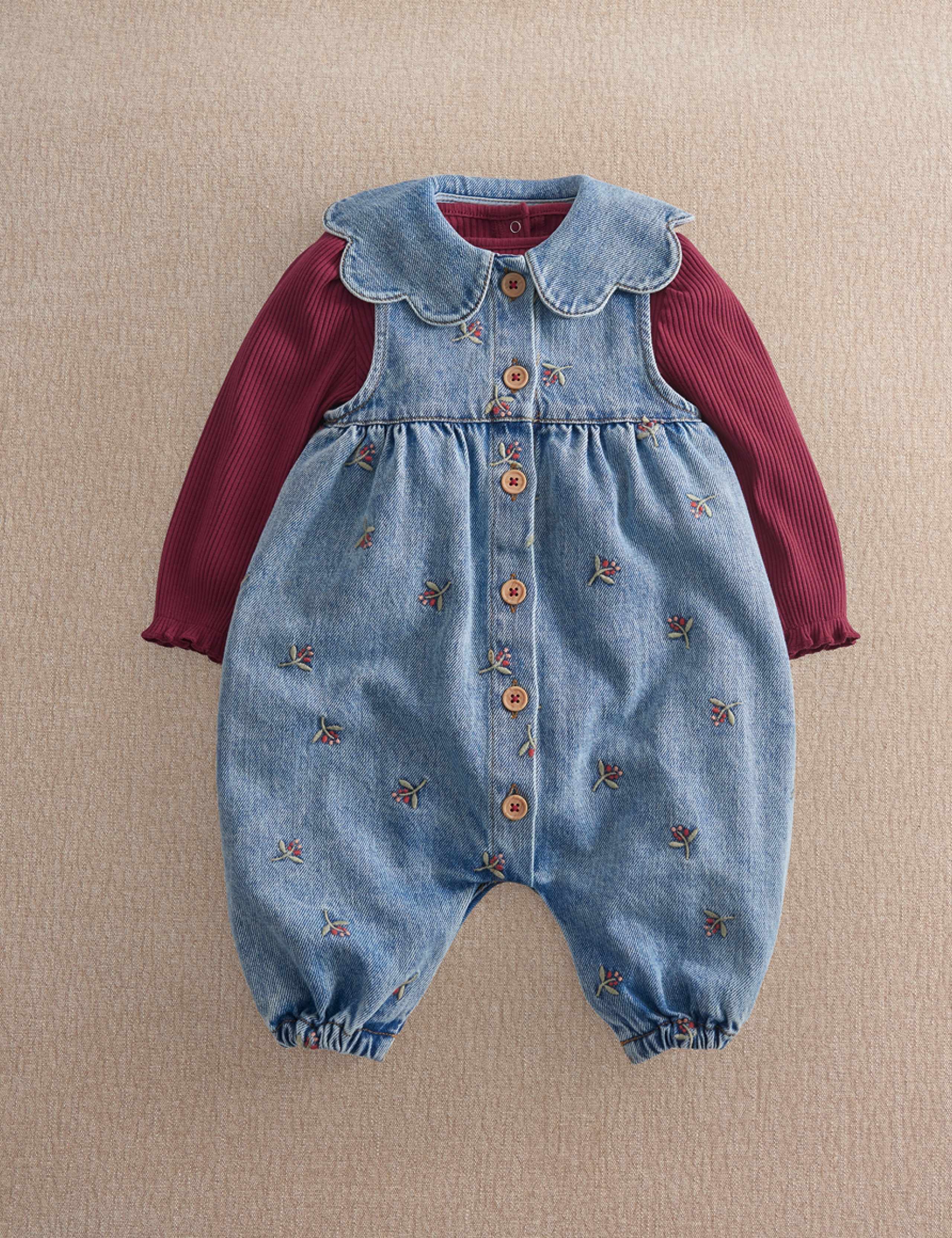 2 Piece Berry Dungaree Outfit (0-2 Yrs) 1 of 5