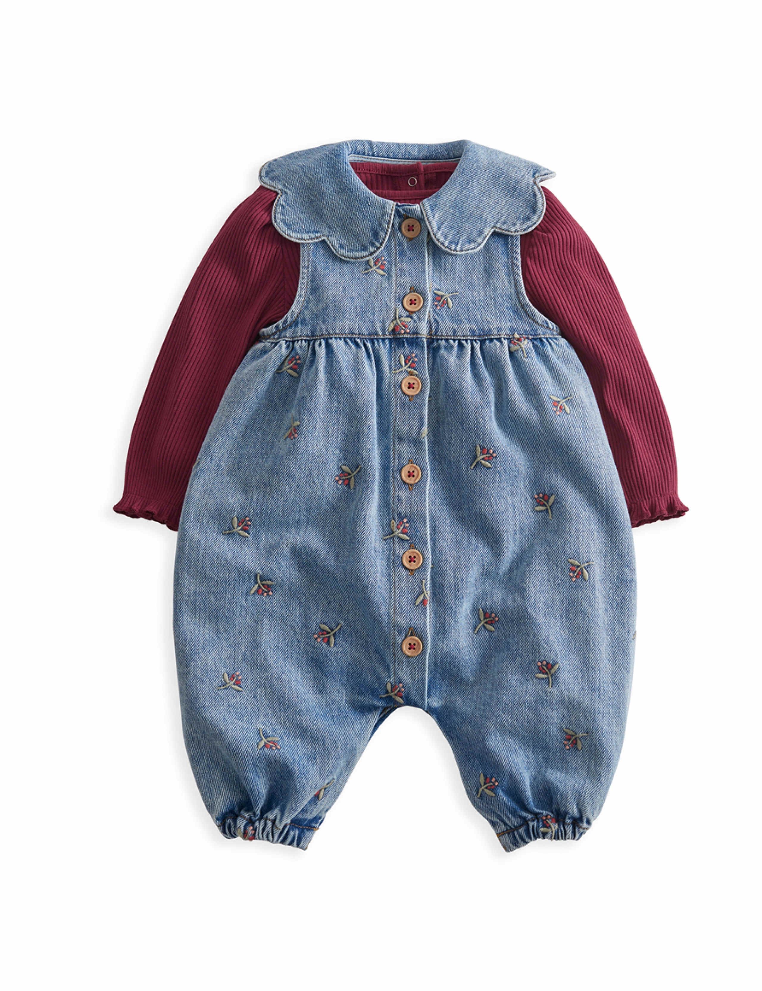 2 Piece Berry Dungaree Outfit (0-2 Yrs) 2 of 5