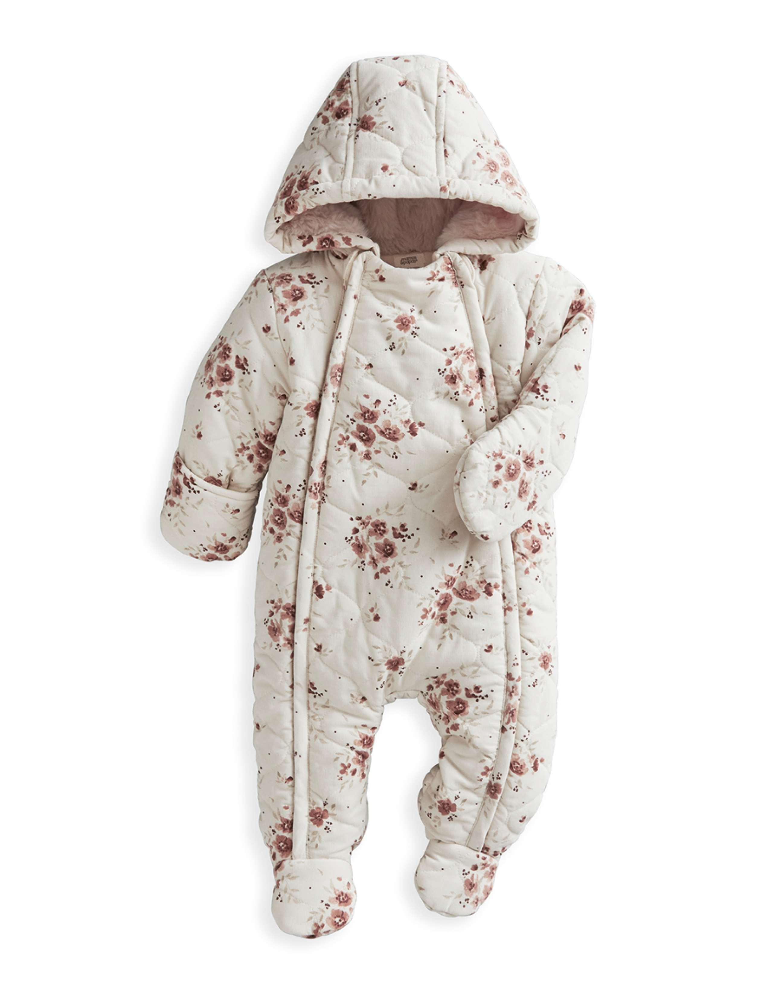 Pure Cotton Ditsy Floral Pramsuit (0-12 Mths) 2 of 4