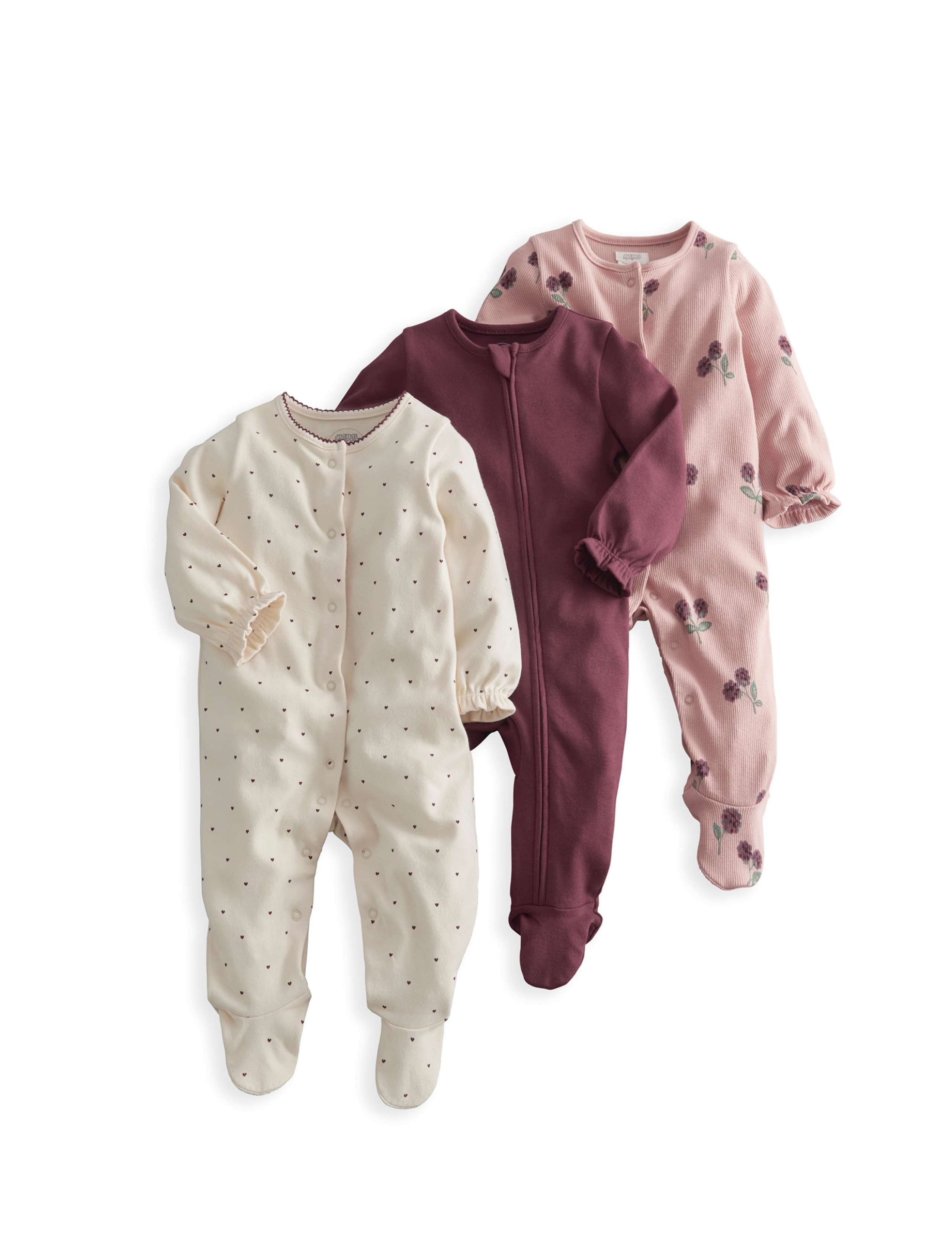 3 Pack Cotton Rich Bramble Sleepsuits (0-24 Mths) 2 of 4