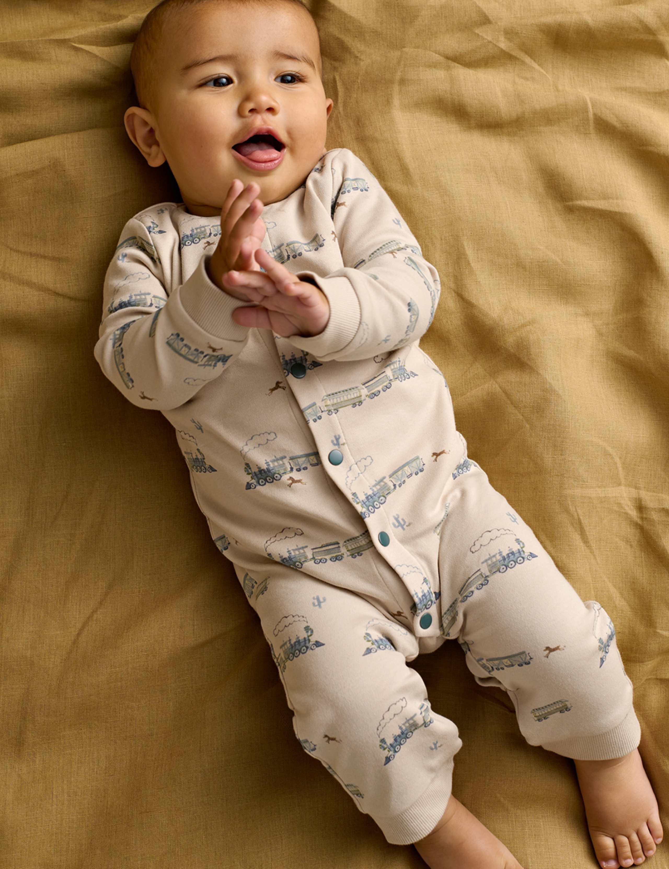 Pure Cotton Train Print Romper (0-12 Mths) 3 of 9