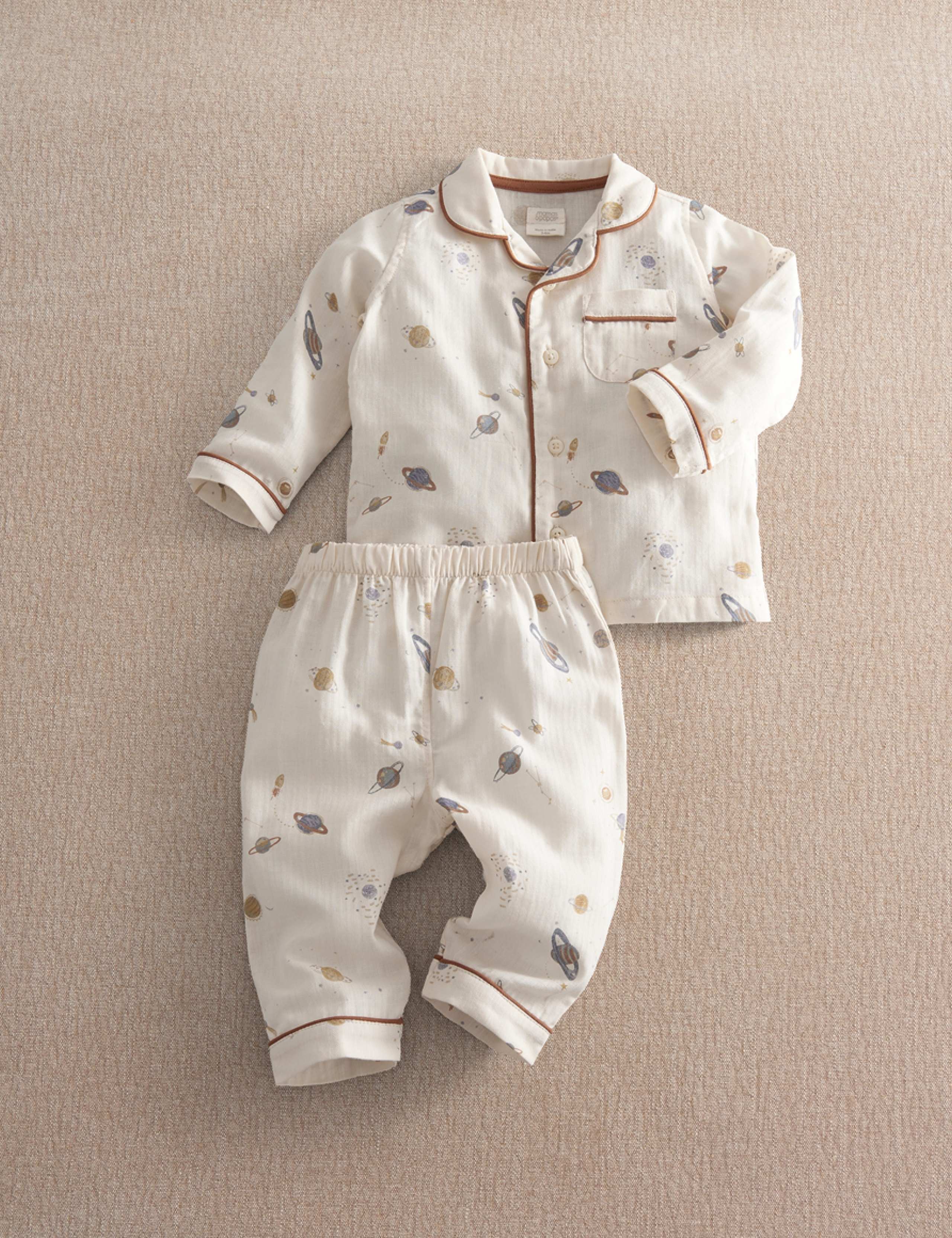 Pure Cotton Planets Woven Pyjamas (3-36 Mths) 1 of 3