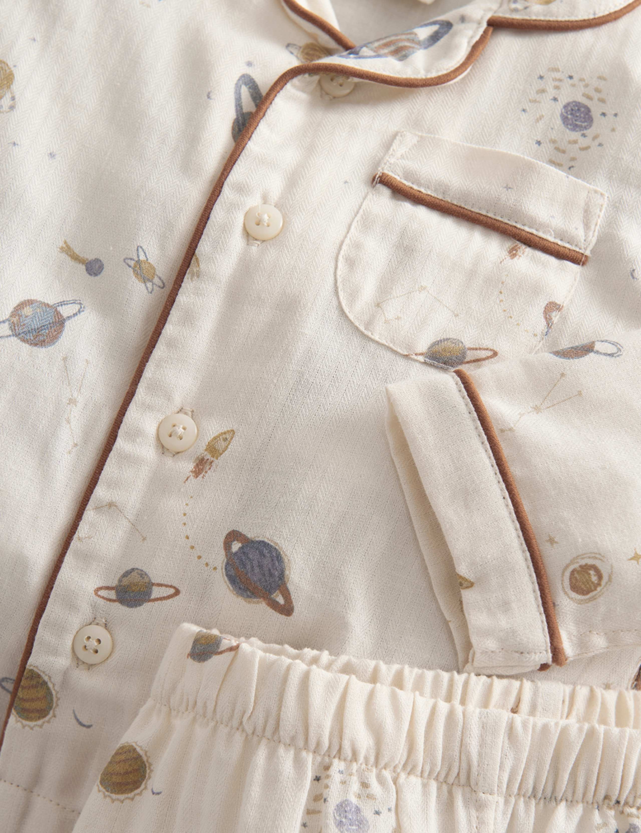 Pure Cotton Planets Woven Pyjamas (3-36 Mths) 3 of 3