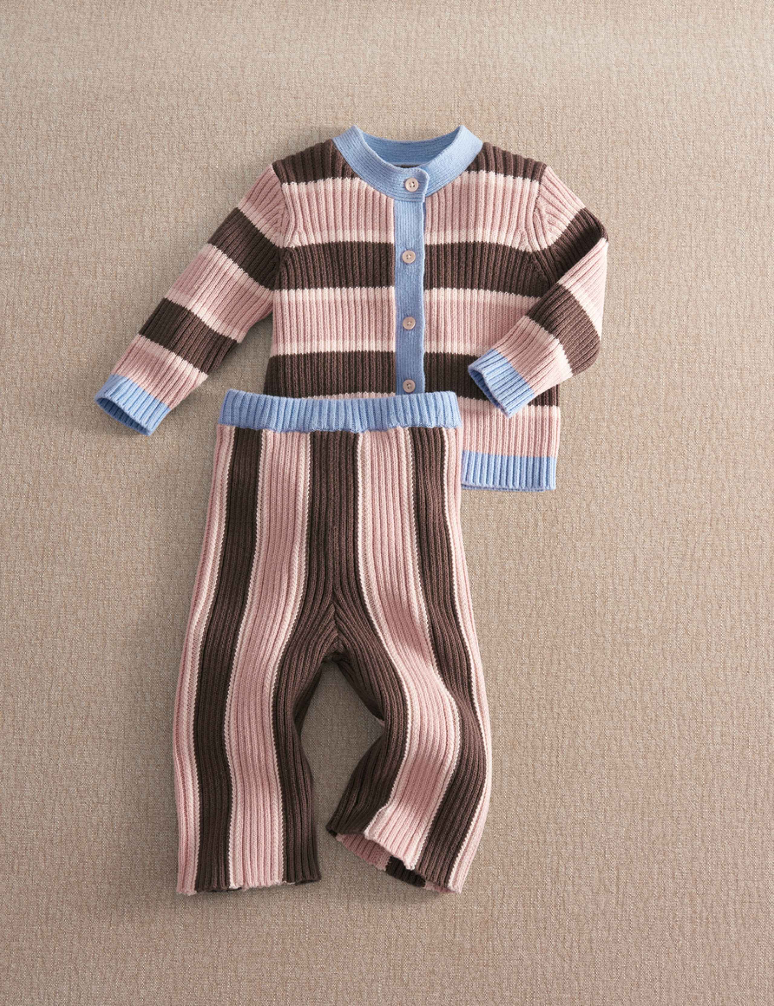 2 Piece Pure Cotton Striped Outfit (0-3 Yrs) 1 of 4