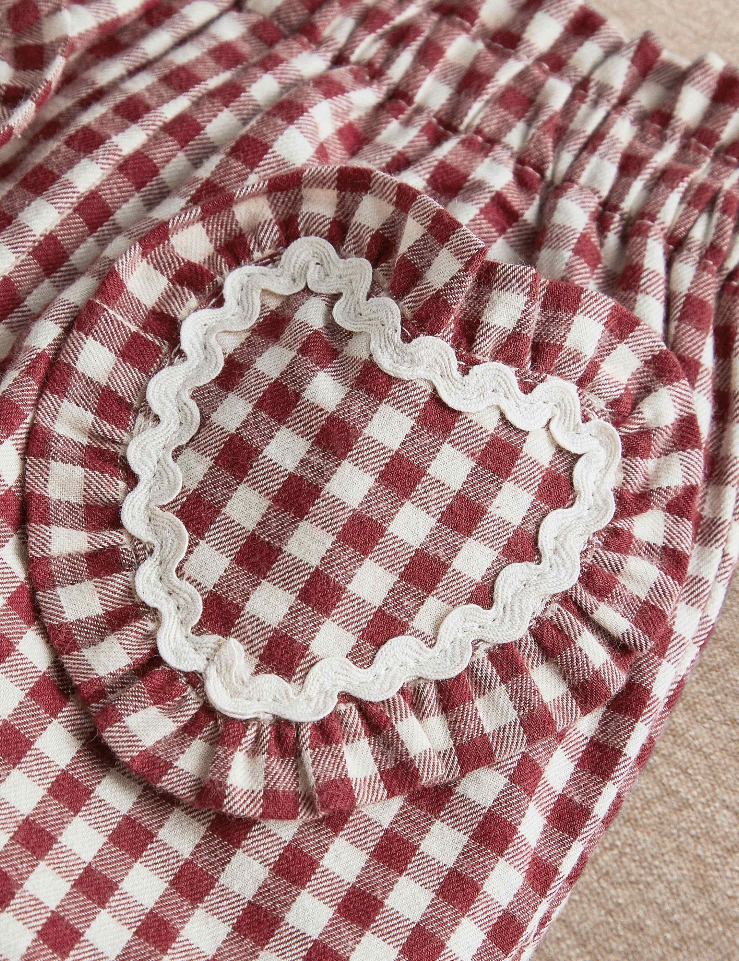 Pure Cotton Gingham Heart Frill Trousers (0-3 Yrs) 5 of 5