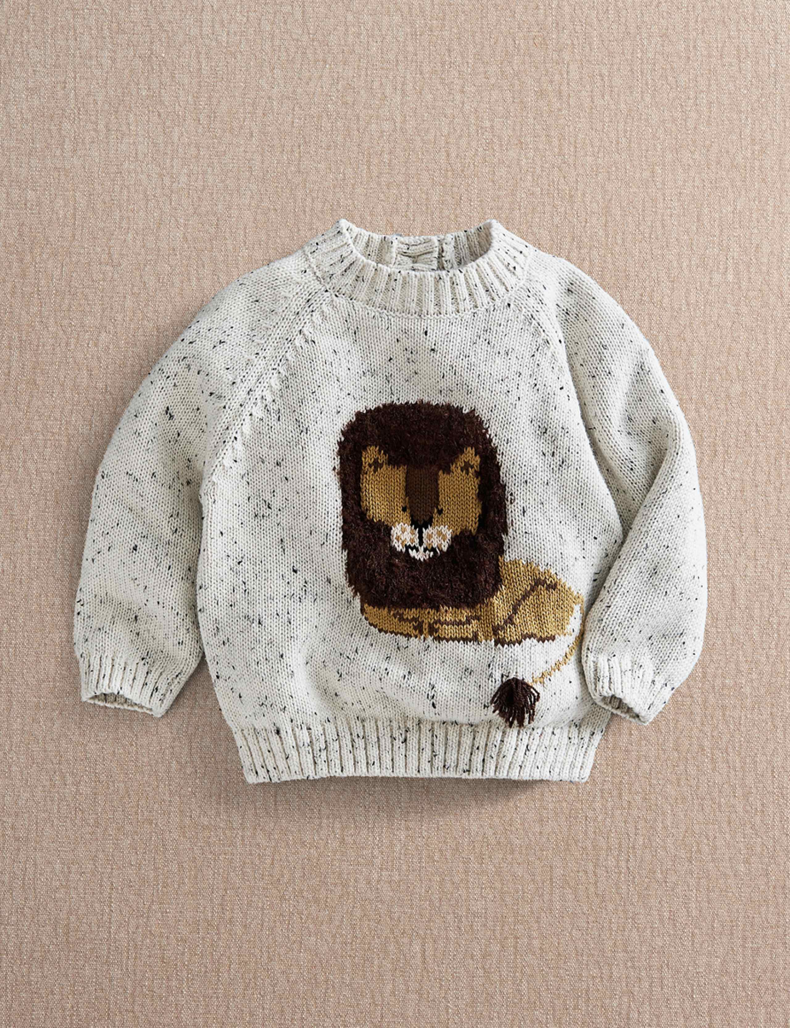 Pure Cotton Lion Knitted Jumper (0-36 Mths) 1 of 4