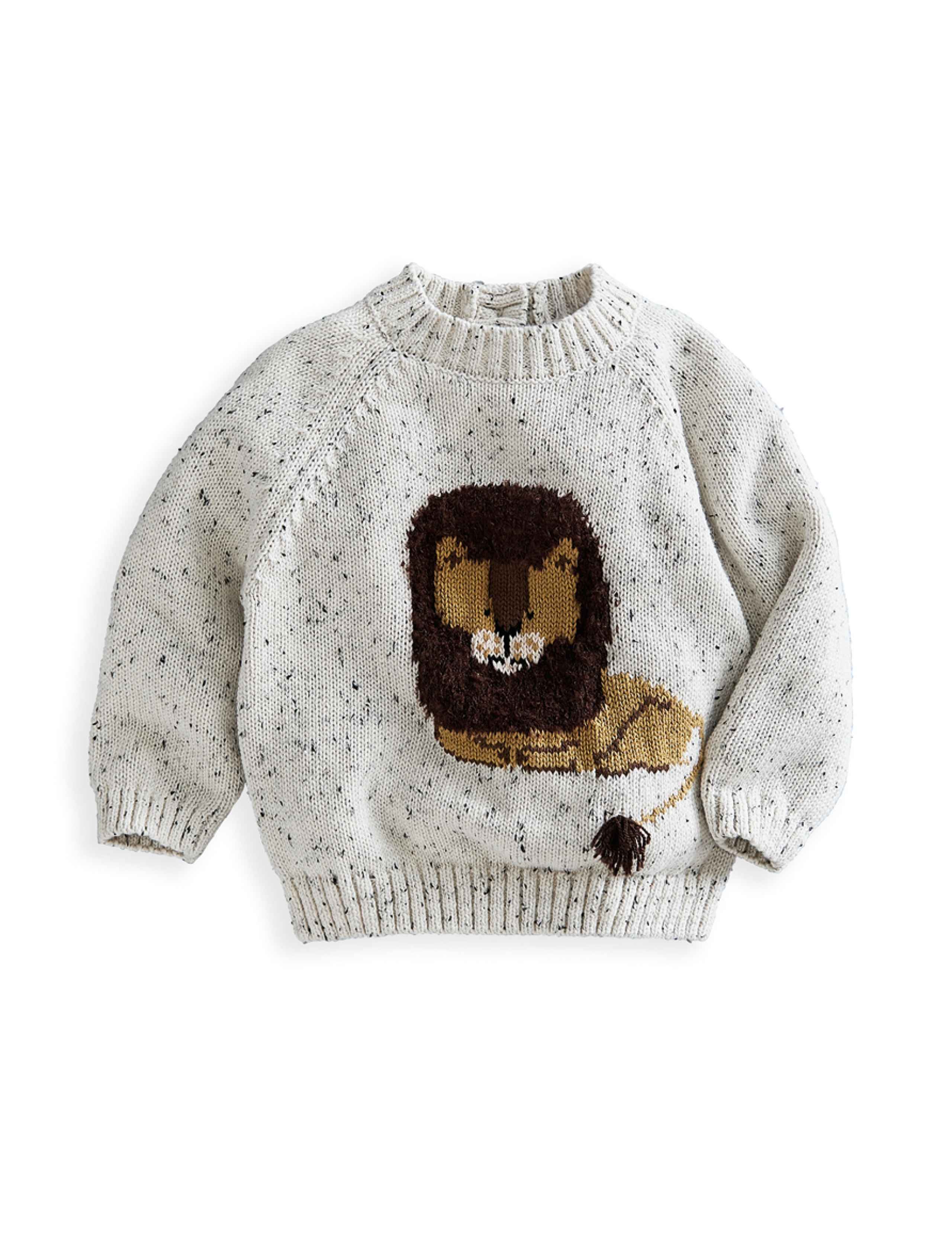 Pure Cotton Lion Knitted Jumper (0-36 Mths) 2 of 4