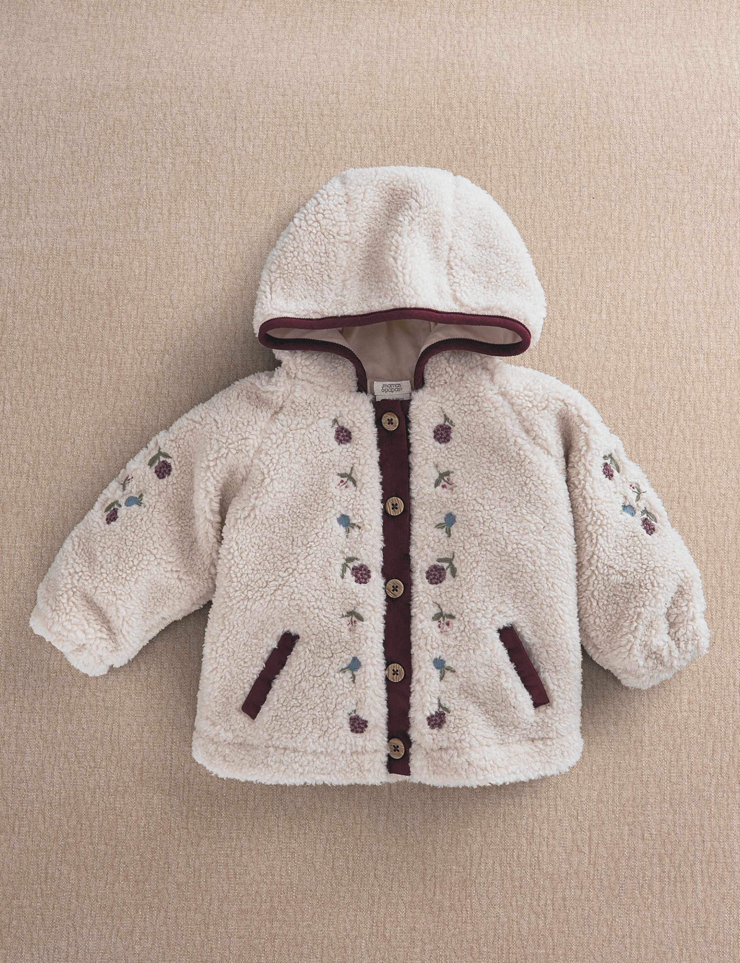 Fleece Embroidered Hooded Jacket (3-36 Mths) 1 of 3