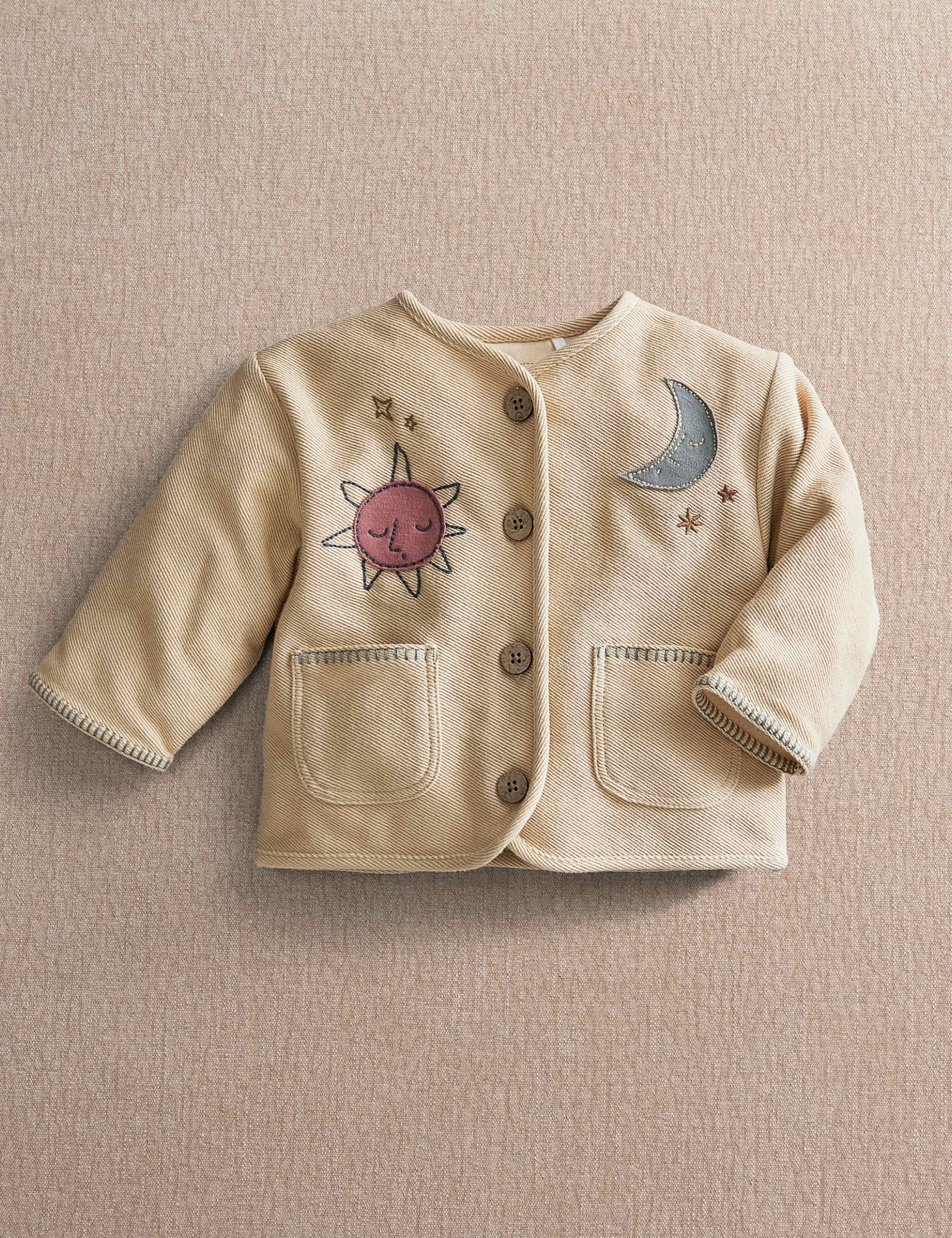 Pure Cotton Embroidered Appliqué Jacket (0-24 Mths) 1 of 4