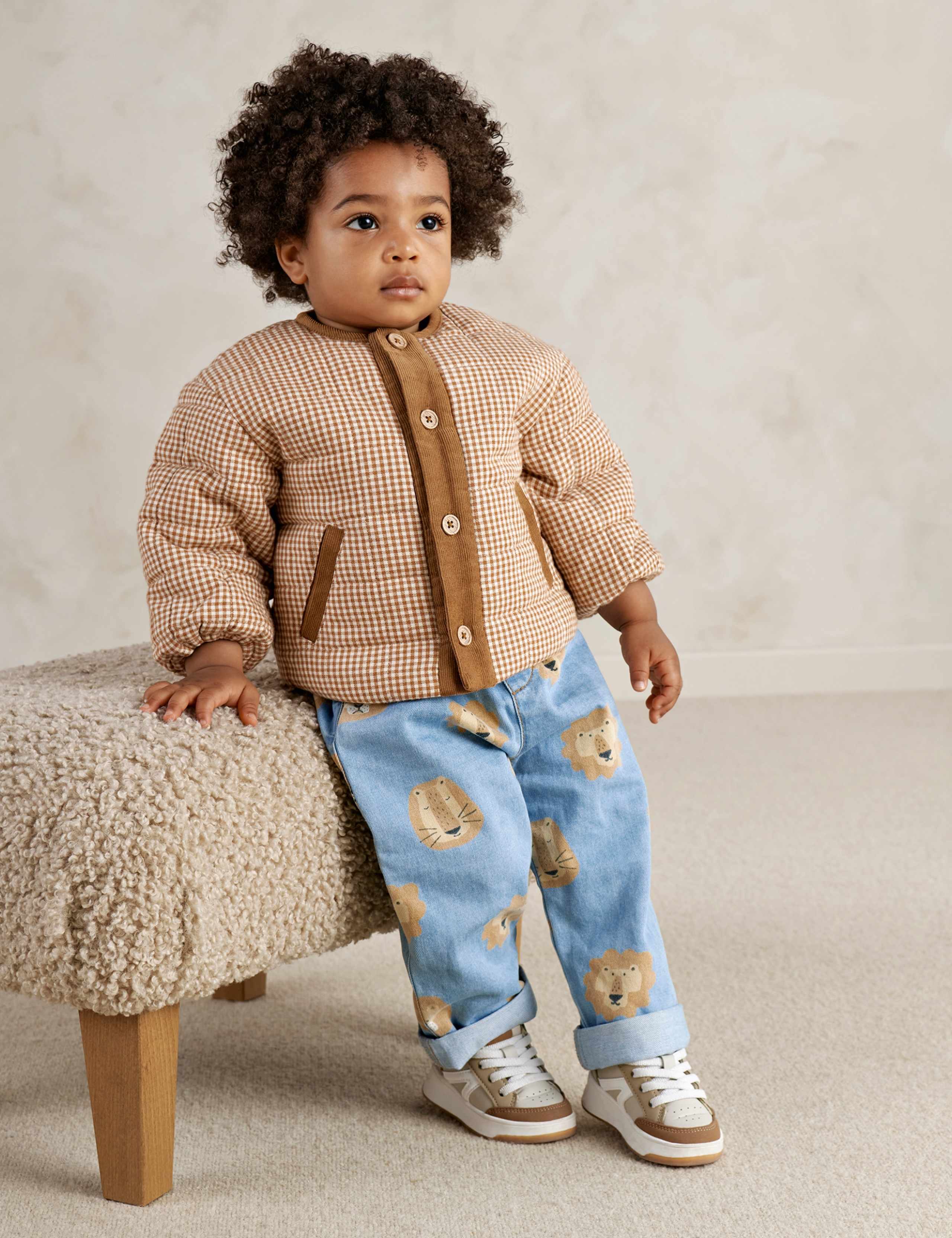 Pure Cotton Gingham Quilted Jacket (2 Months - 3 Years) 2 of 7