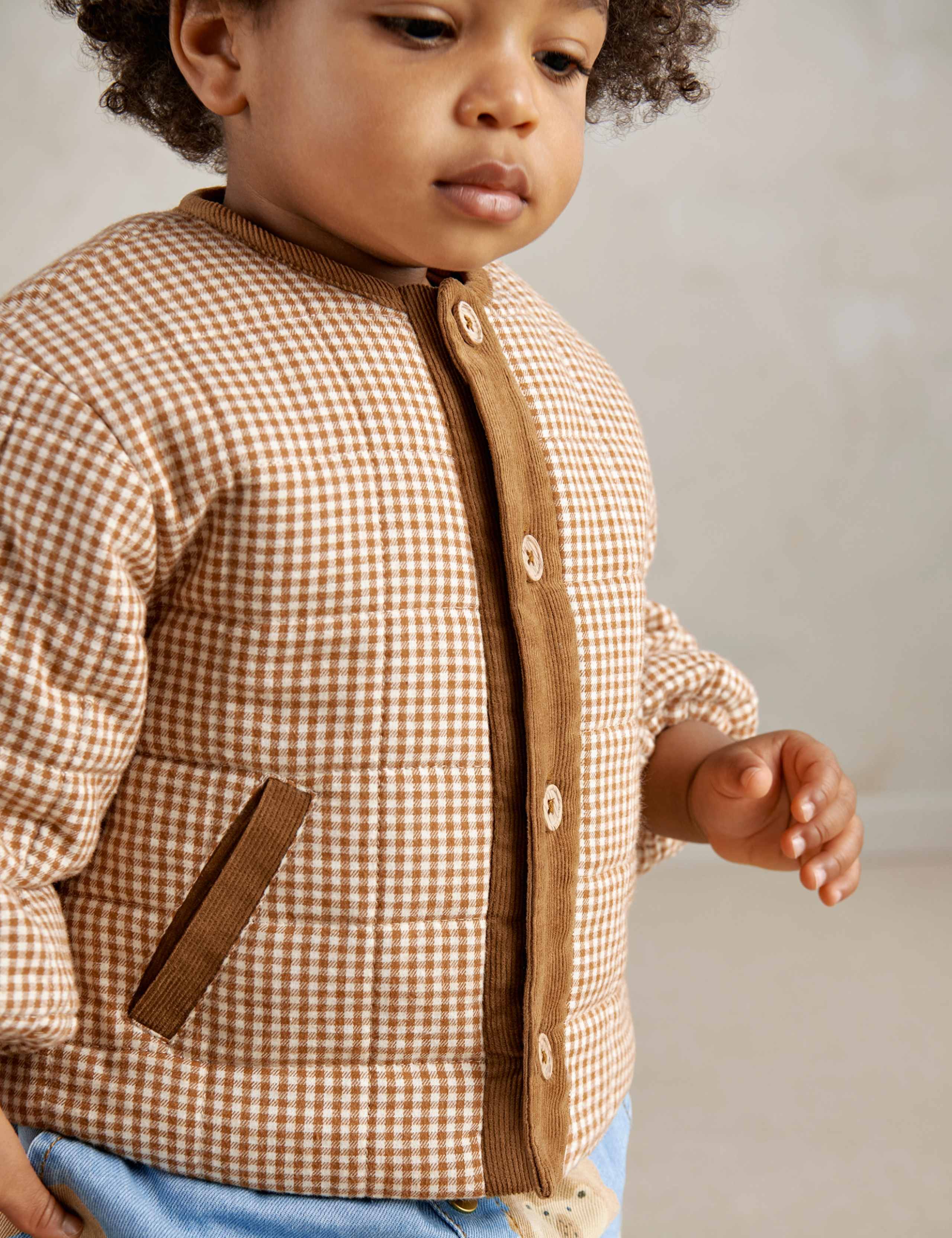 Pure Cotton Gingham Quilted Jacket (2 Months - 3 Years) 4 of 7