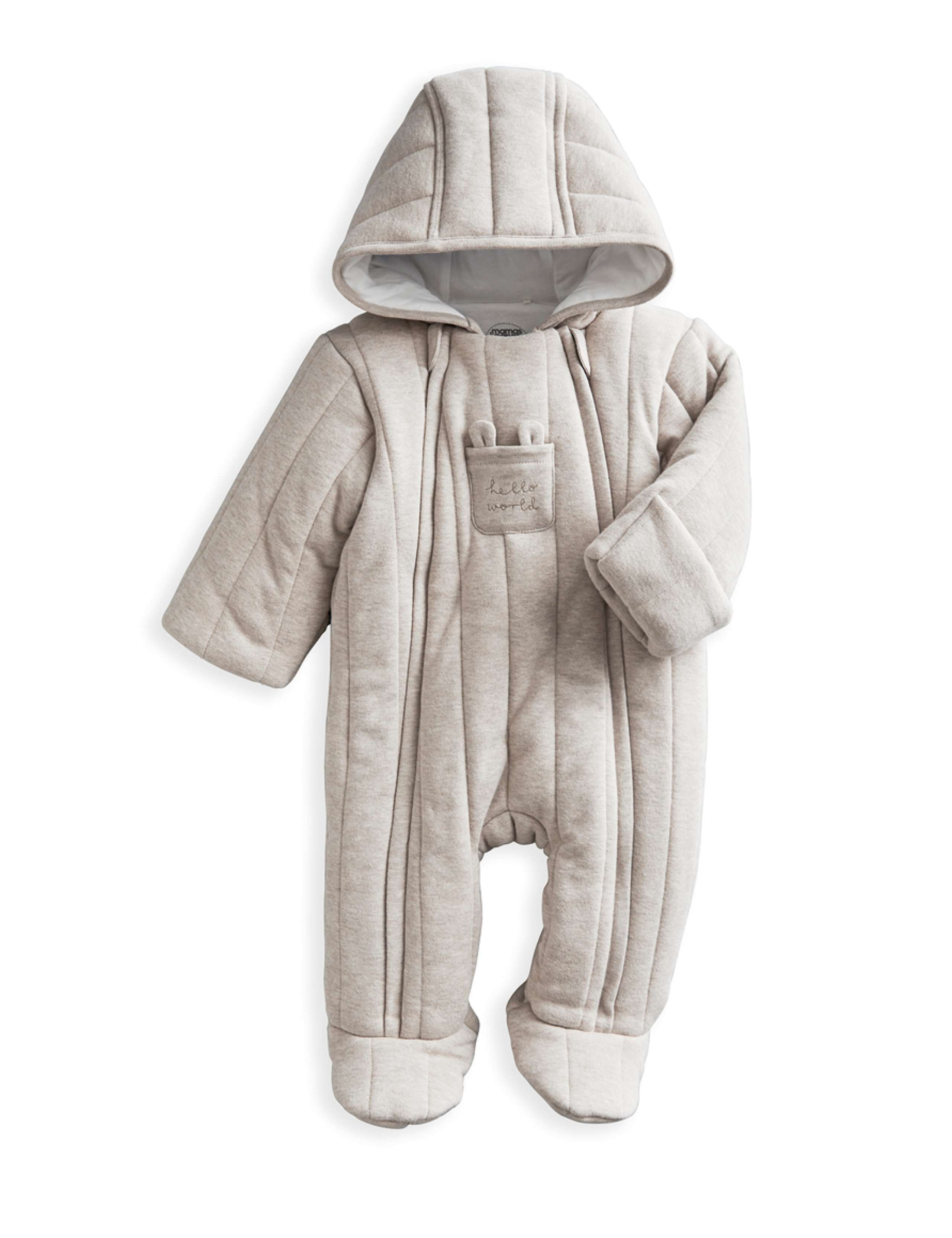 Pure Cotton Quilted Hooded Pramsuit (0-12 Mths) 2 of 4
