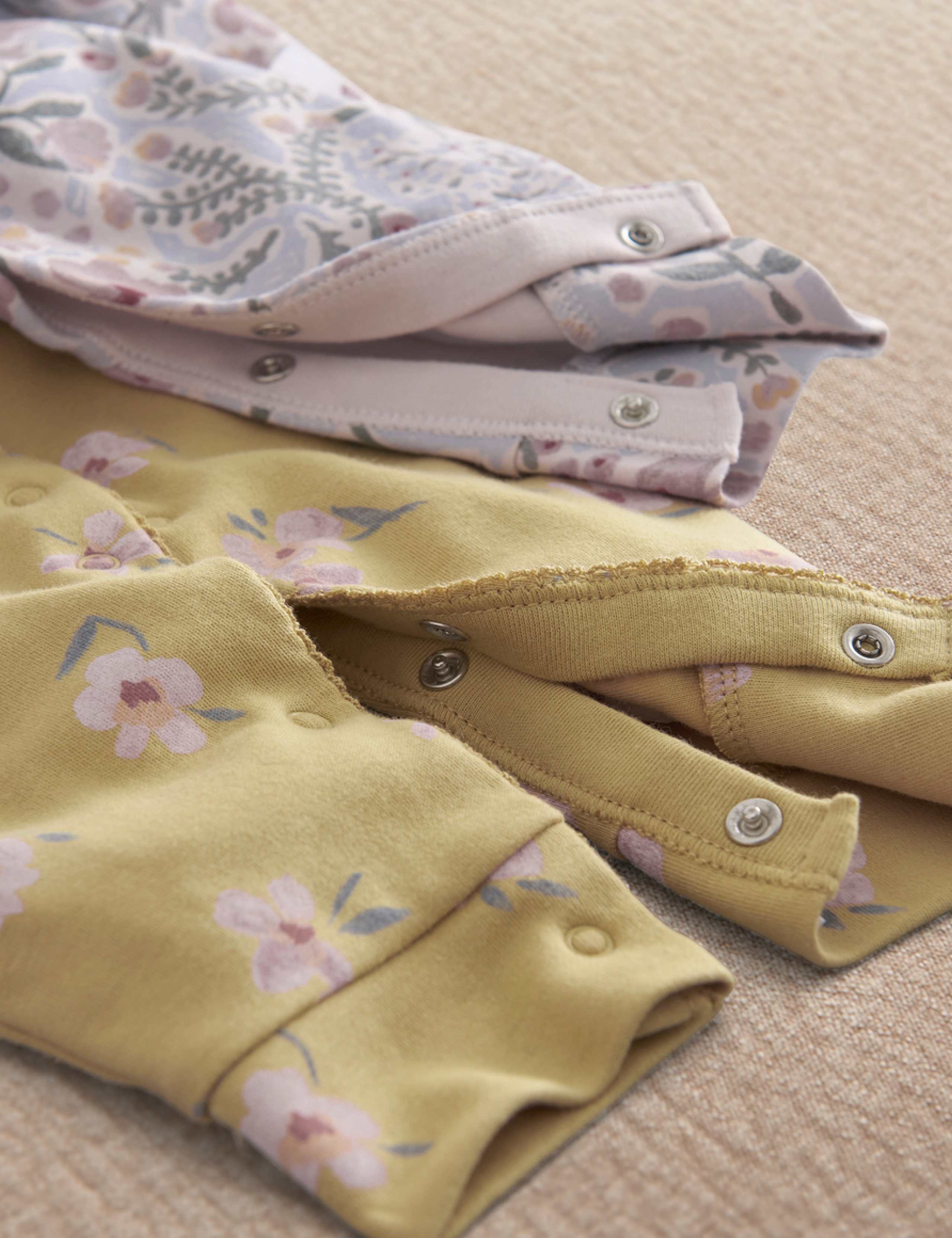 3 Pack Pure Cotton Floral Sleepsuits (0-24 Mths) 5 of 5