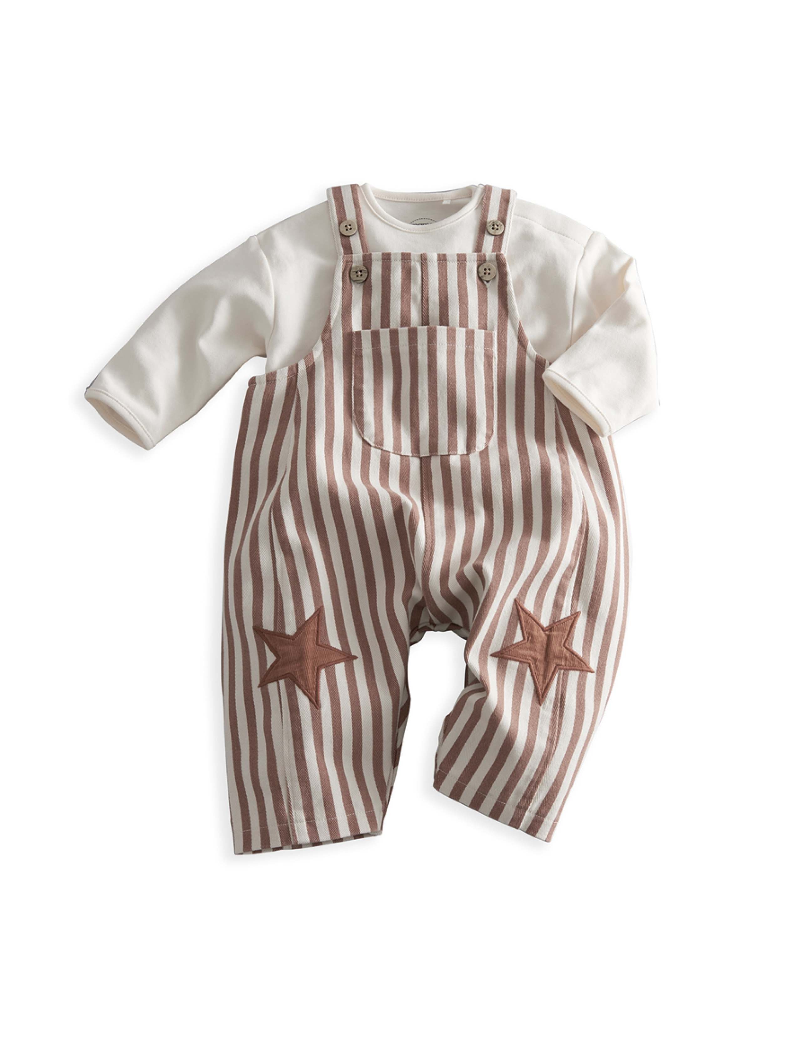 2 Piece Cotton Rich Patterned Dungarees Outfit (0-24 Mths) 2 of 8