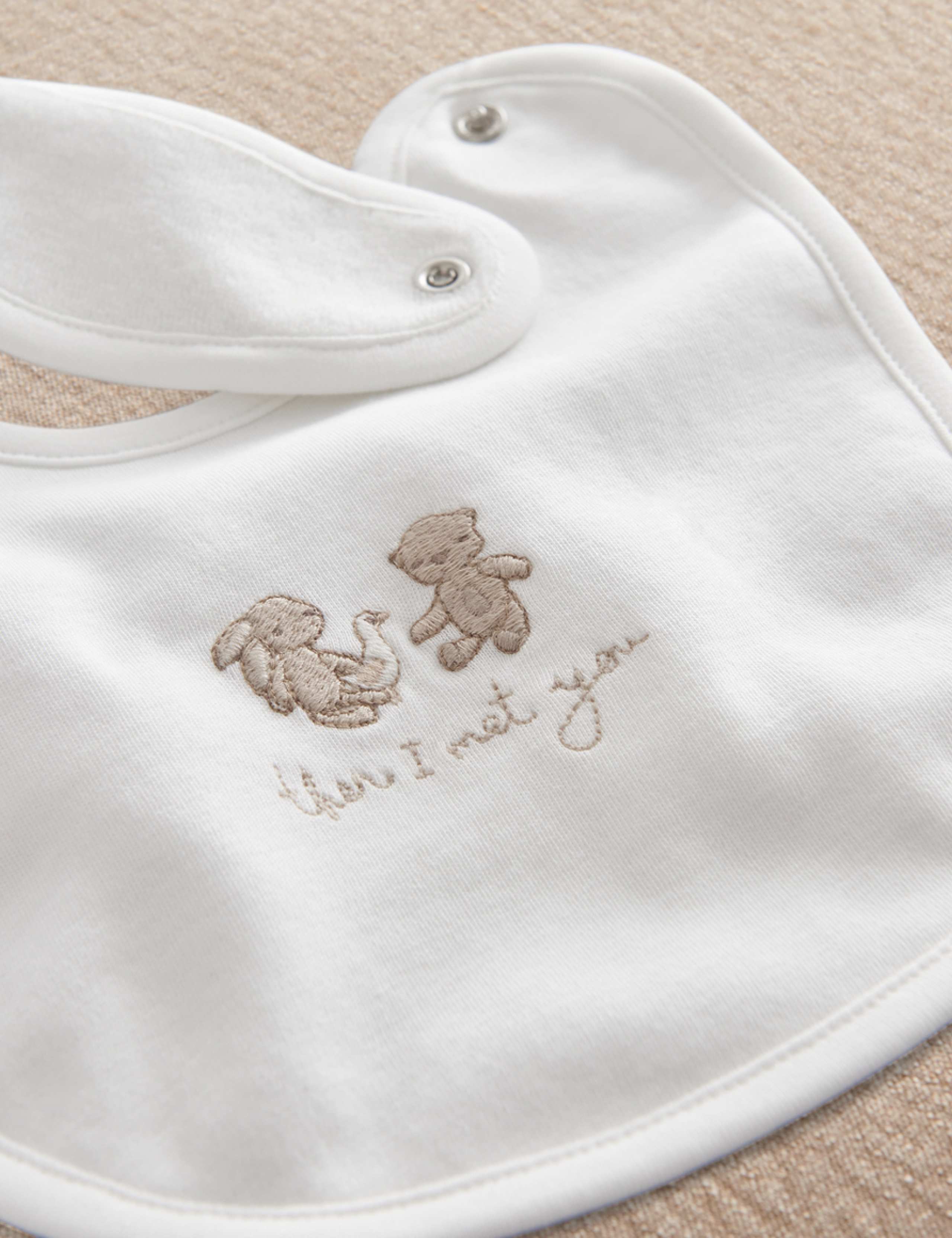 3 Pack Print Embroidery Ribbed Dribble Bibs 3 of 4