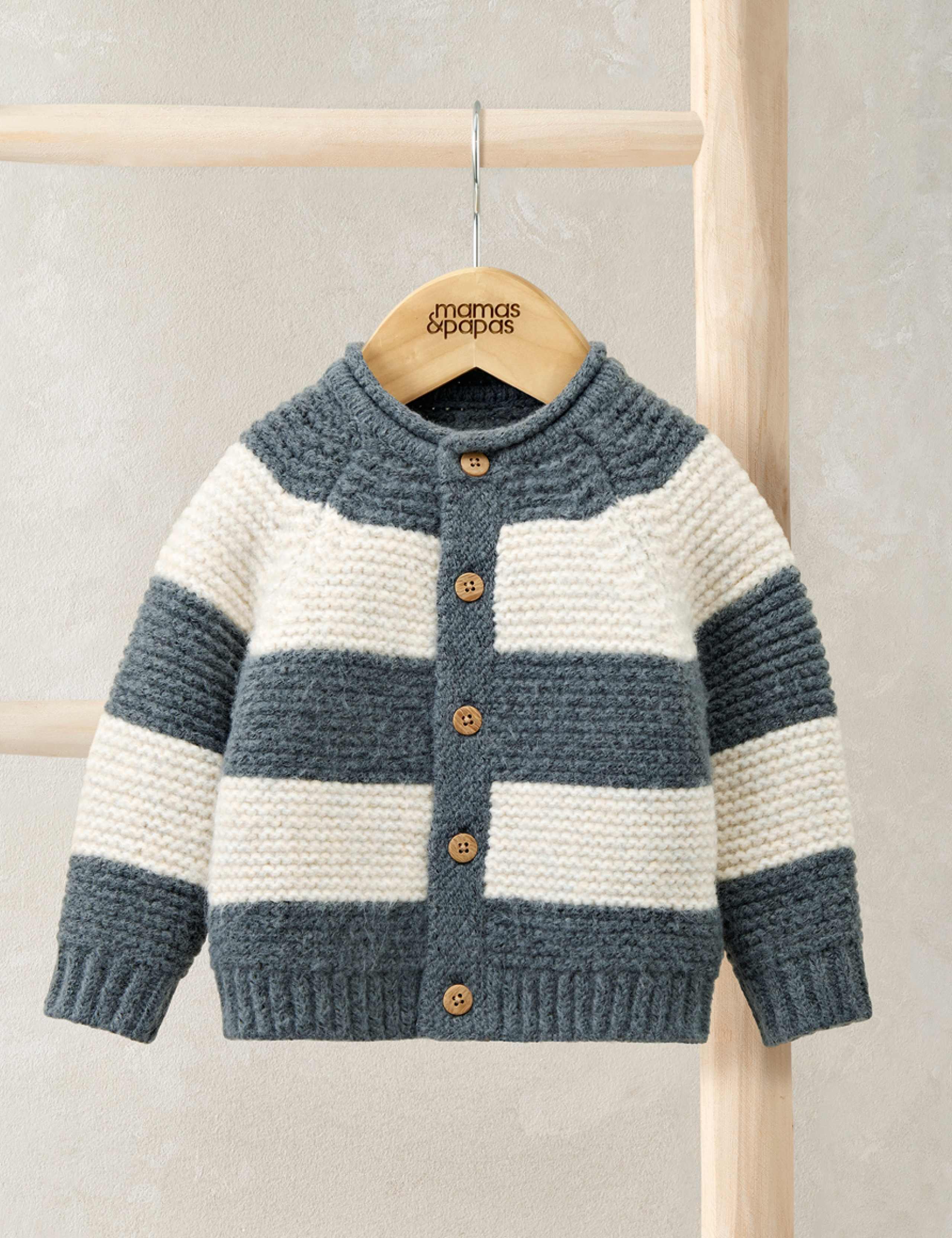 Striped Long Sleeve Knit Cardigan 3 of 4